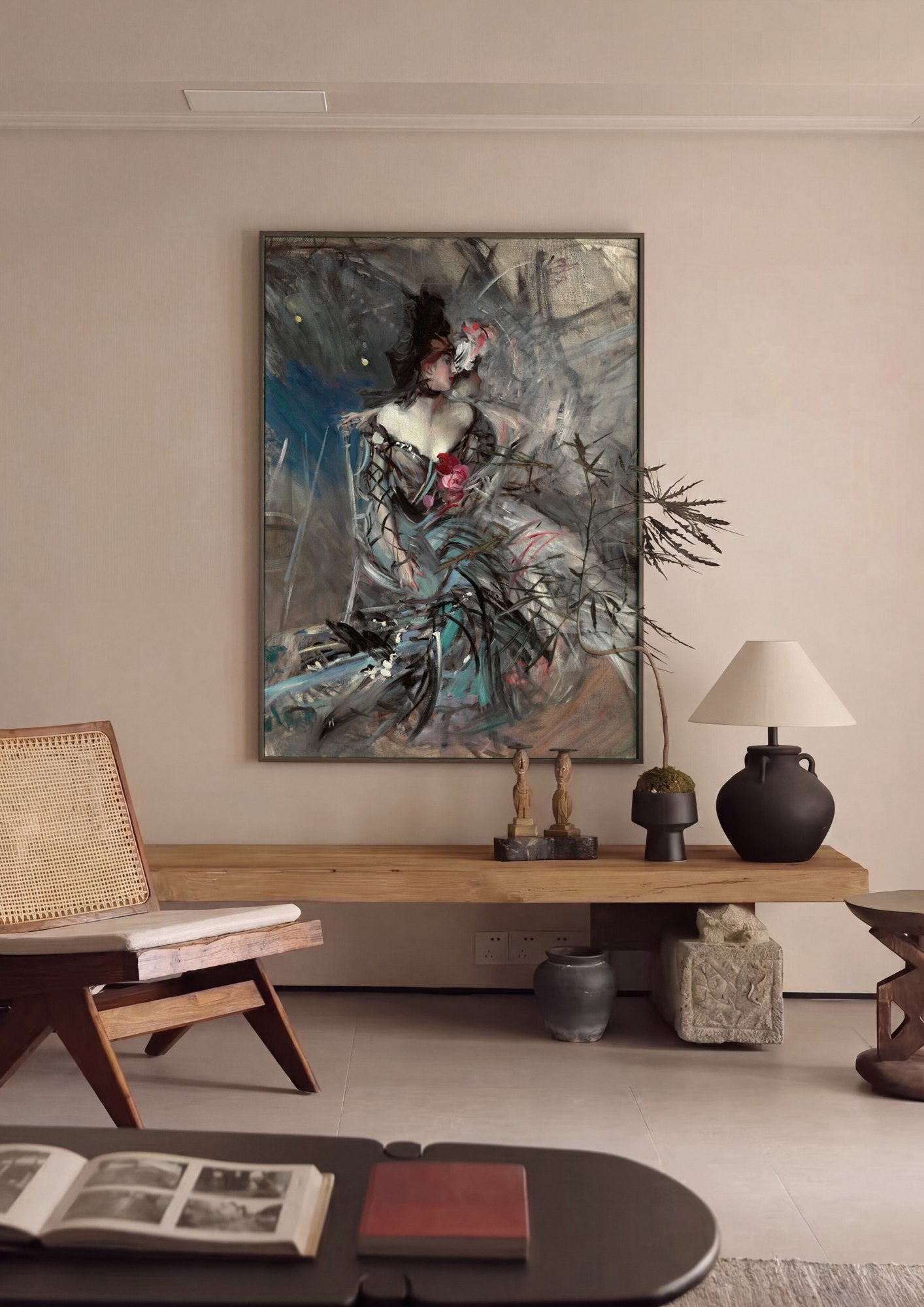 Quadro Decorativo A Mulher de Preto – Boldini | quadro emoldurado na parede