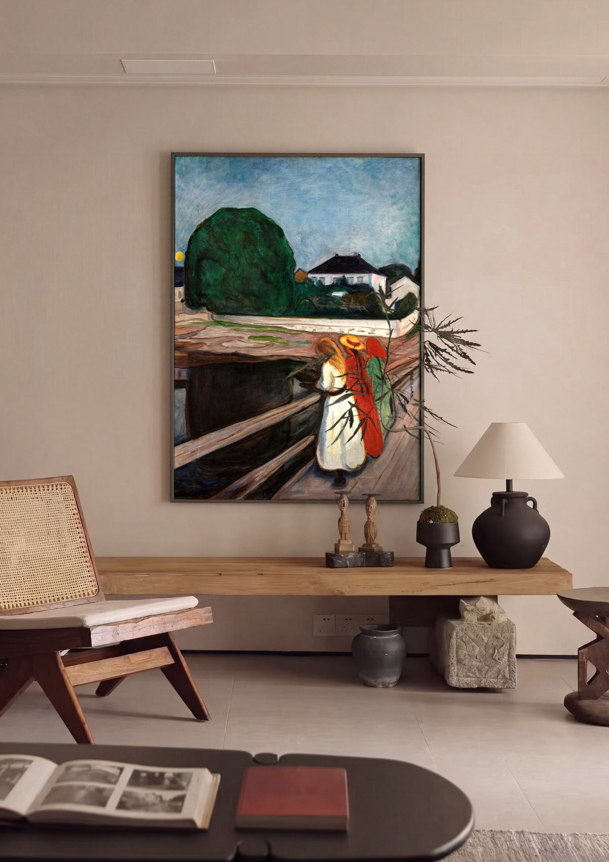 Quadro Decorativo Moças na Ponte - Edvard Munch | quadro emoldurado na parede