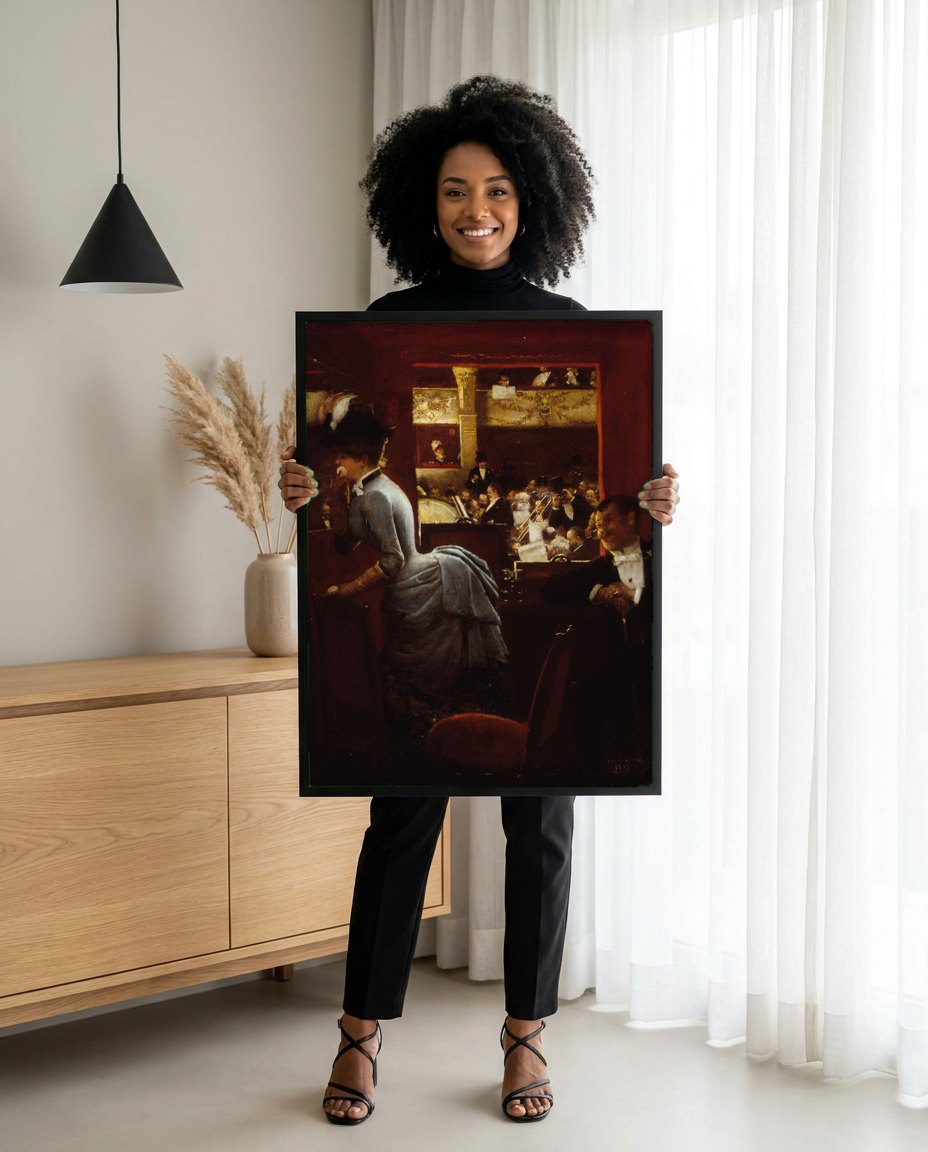 Quadro Decorativo A Camarote - Jean Béraud | modelo apresentando o quadro emoldurado