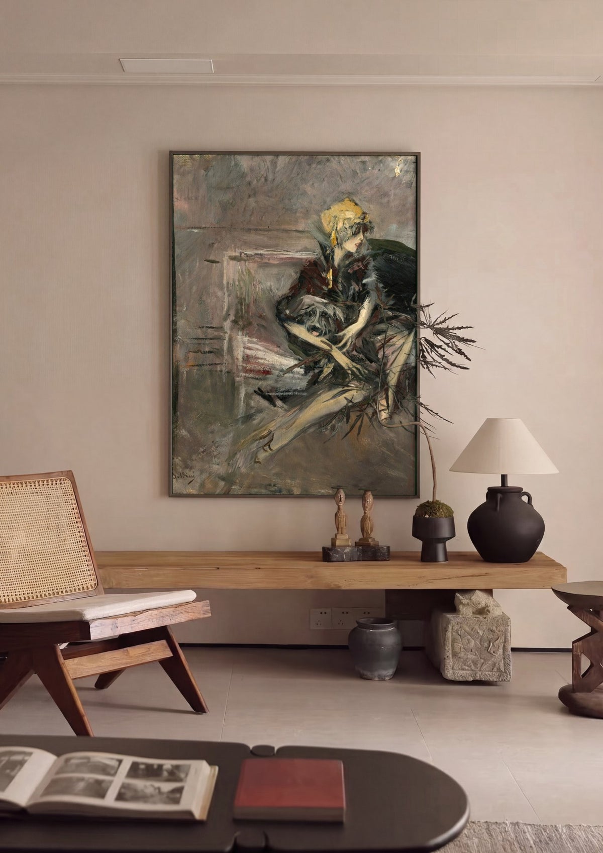 Quadro Decorativo Dama com Cachorro - Boldini | quadro emoldurado na parede