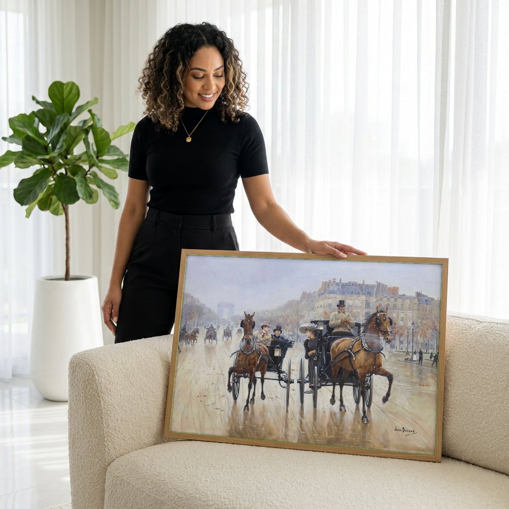 Quadro Decorativo A Avenida - Jean Béraud | modelo apresentando o quadro emoldurado