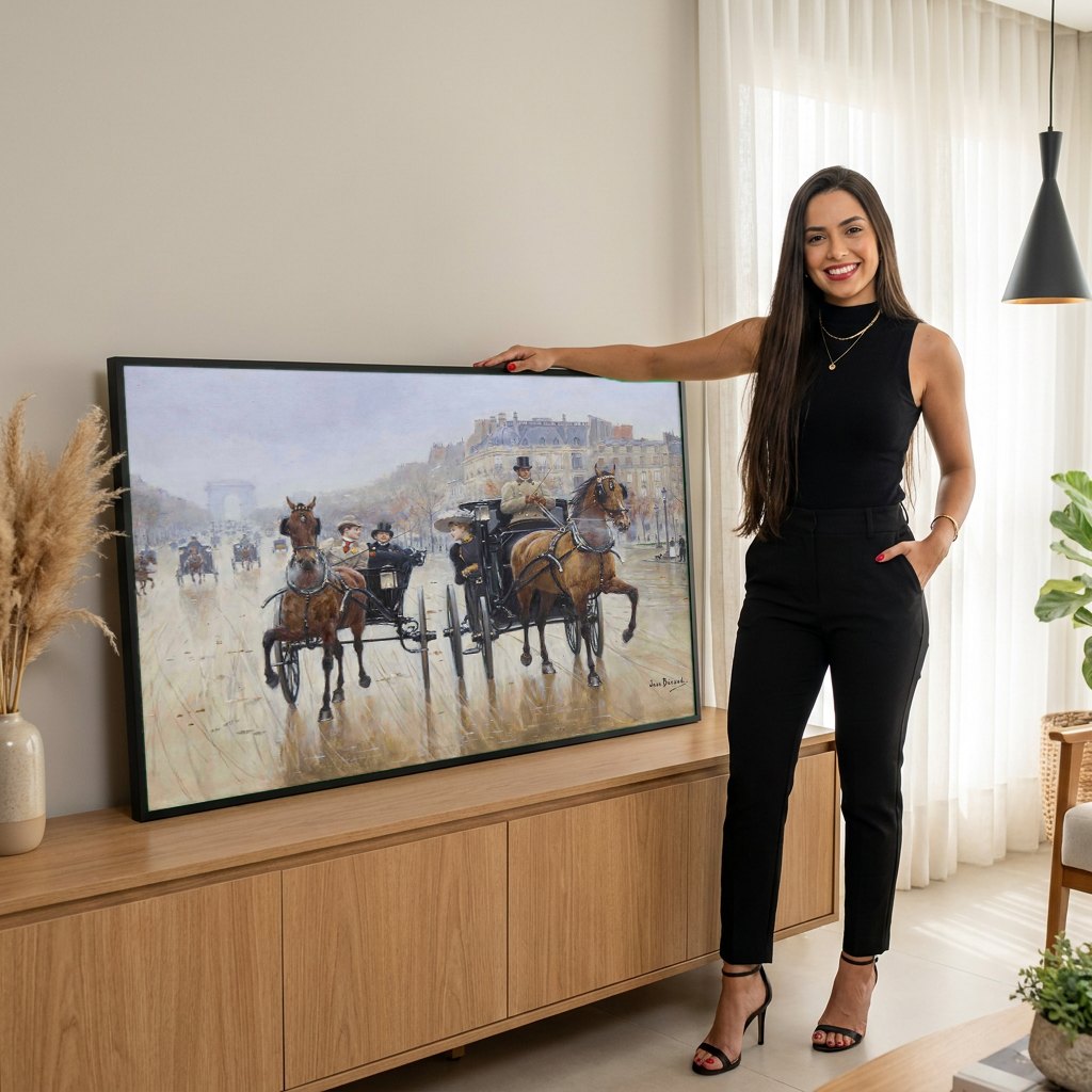Quadro Decorativo A Avenida - Jean Béraud | modelo apresentando o quadro emoldurado
