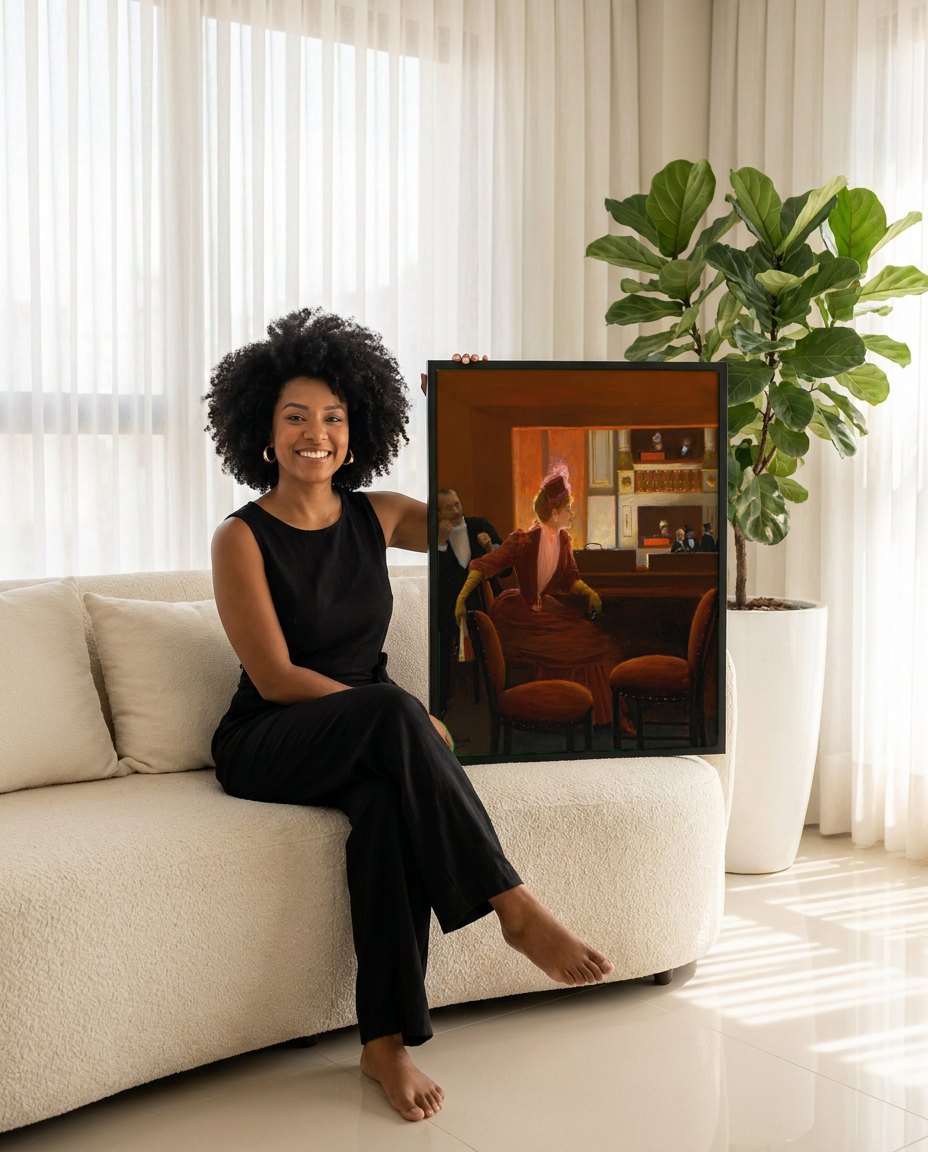 Quadro Decorativo A Plateia - Jean Béraud | modelo apresentando o quadro emoldurado