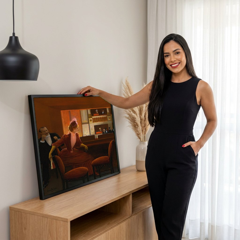 Quadro Decorativo A Plateia - Jean Béraud | modelo apresentando o quadro emoldurado