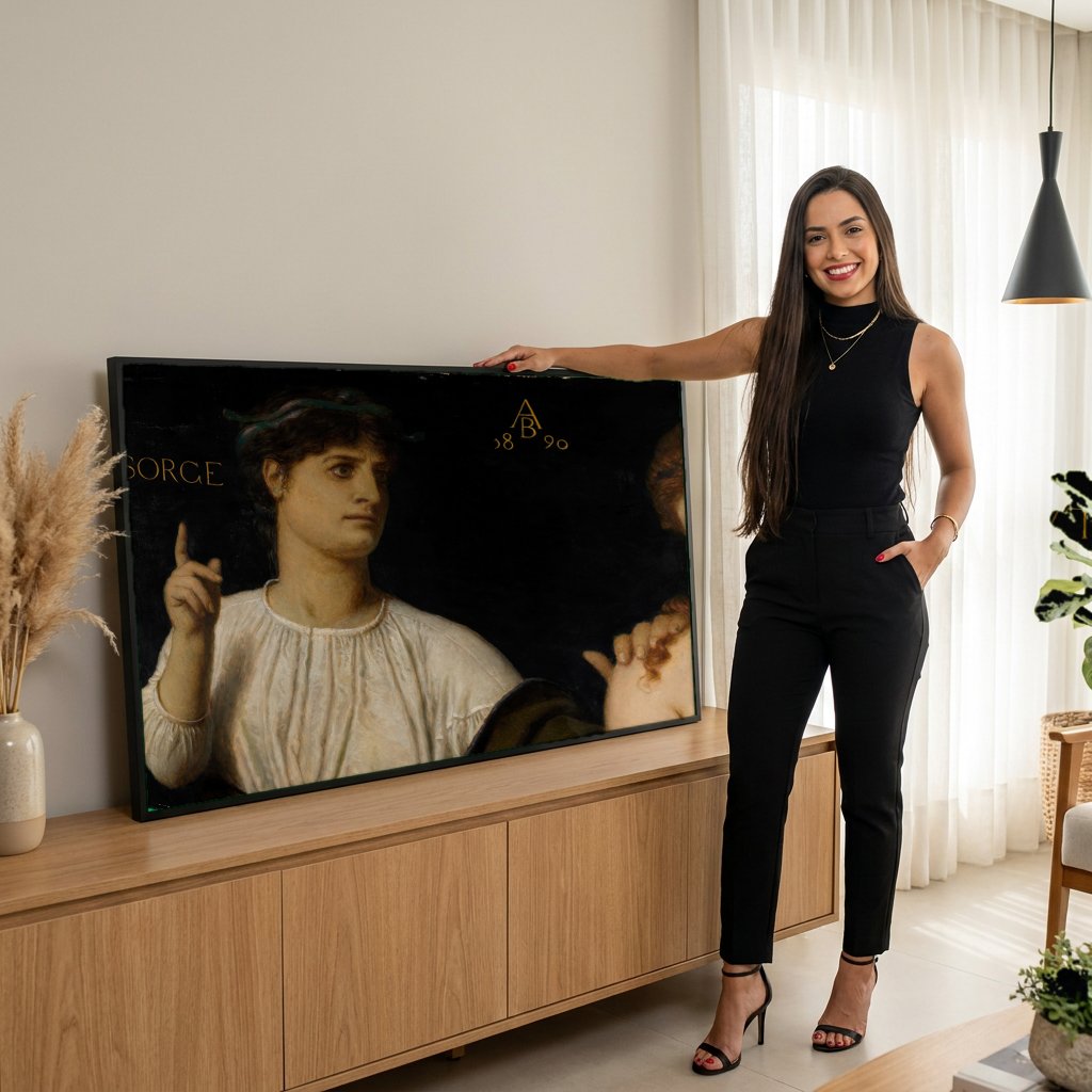 Quadro Decorativo Sorgete Armvt - Arnold Böcklin com modelo em ambiente
