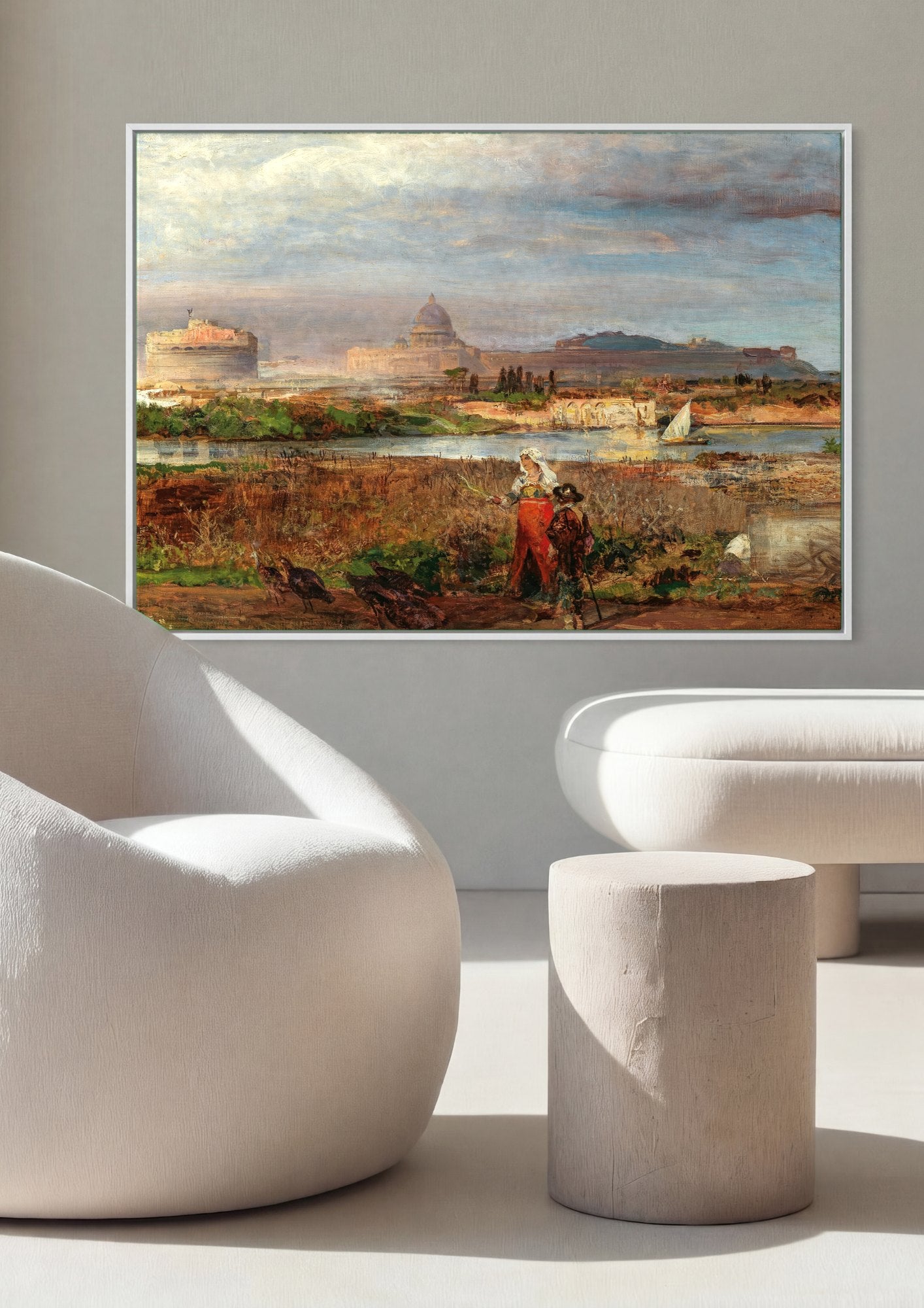 Quadro Decorativo Paisagem Romana - Oswald Achenbach | quadro emoldurado na parede
