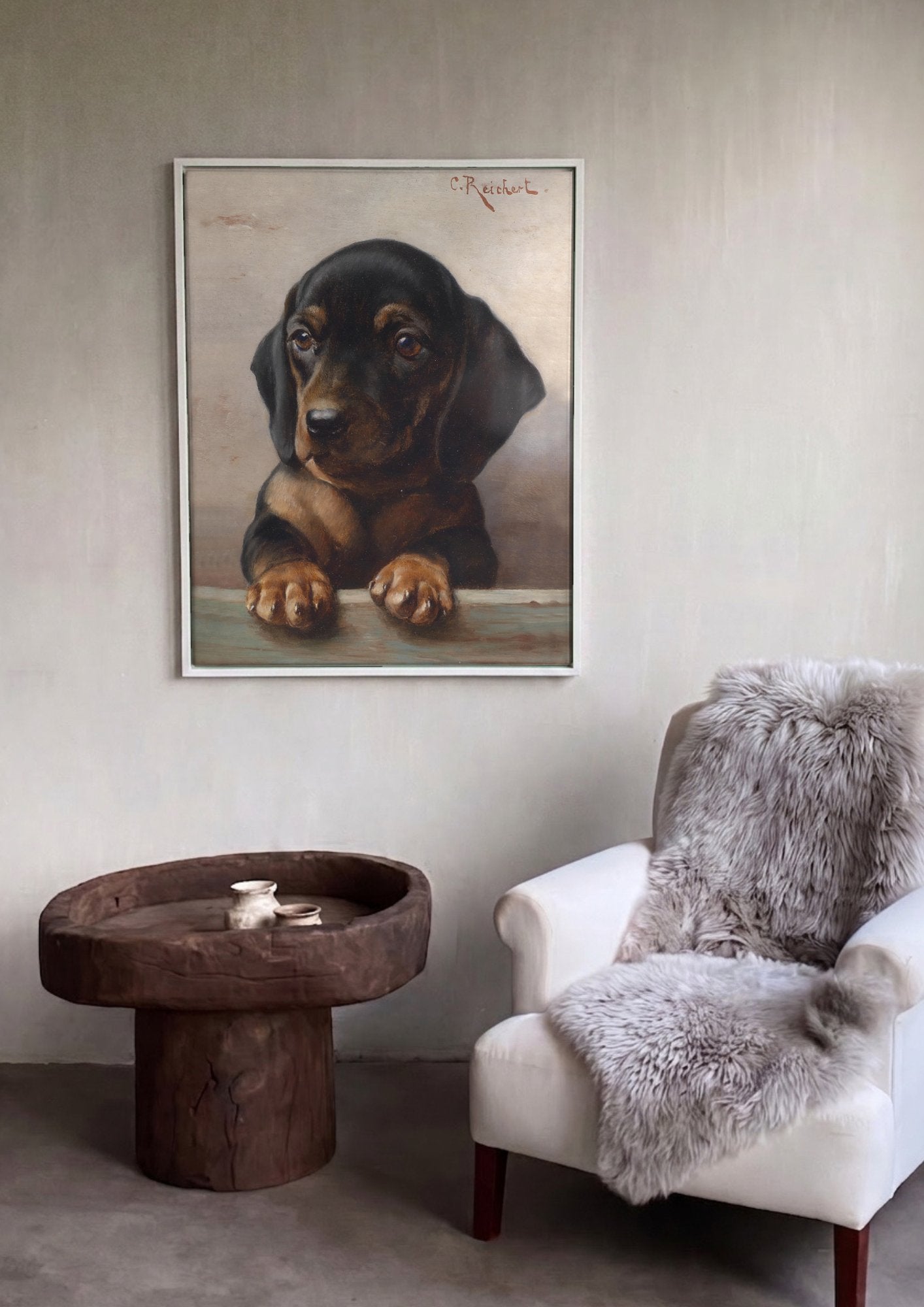 Quadro Decorativo Filhote de Dachshund - Carl Reichert em ambiente decorado