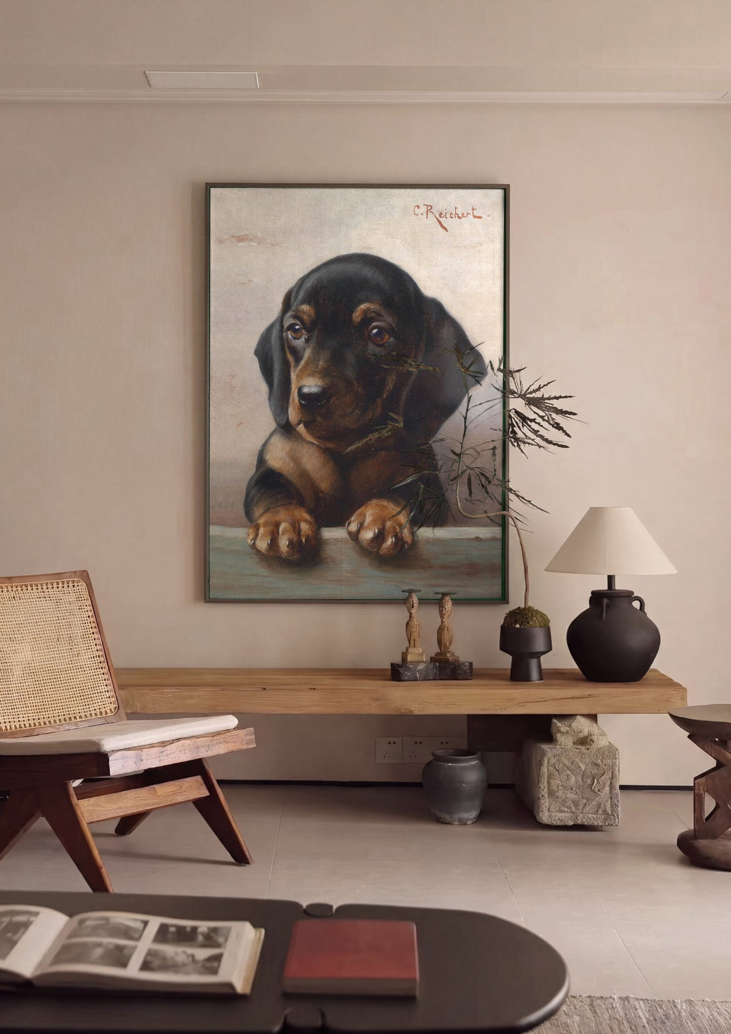 Quadro Decorativo Filhote de Dachshund - Carl Reichert em ambiente decorado