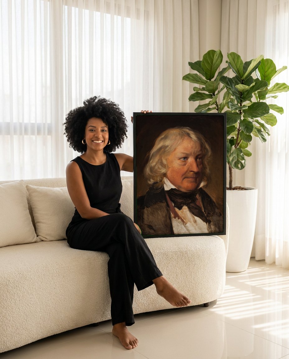 Quadro Decorativo Retrato de Homem - Friedrich Von Amerling | modelo apresentando o quadro emoldurado