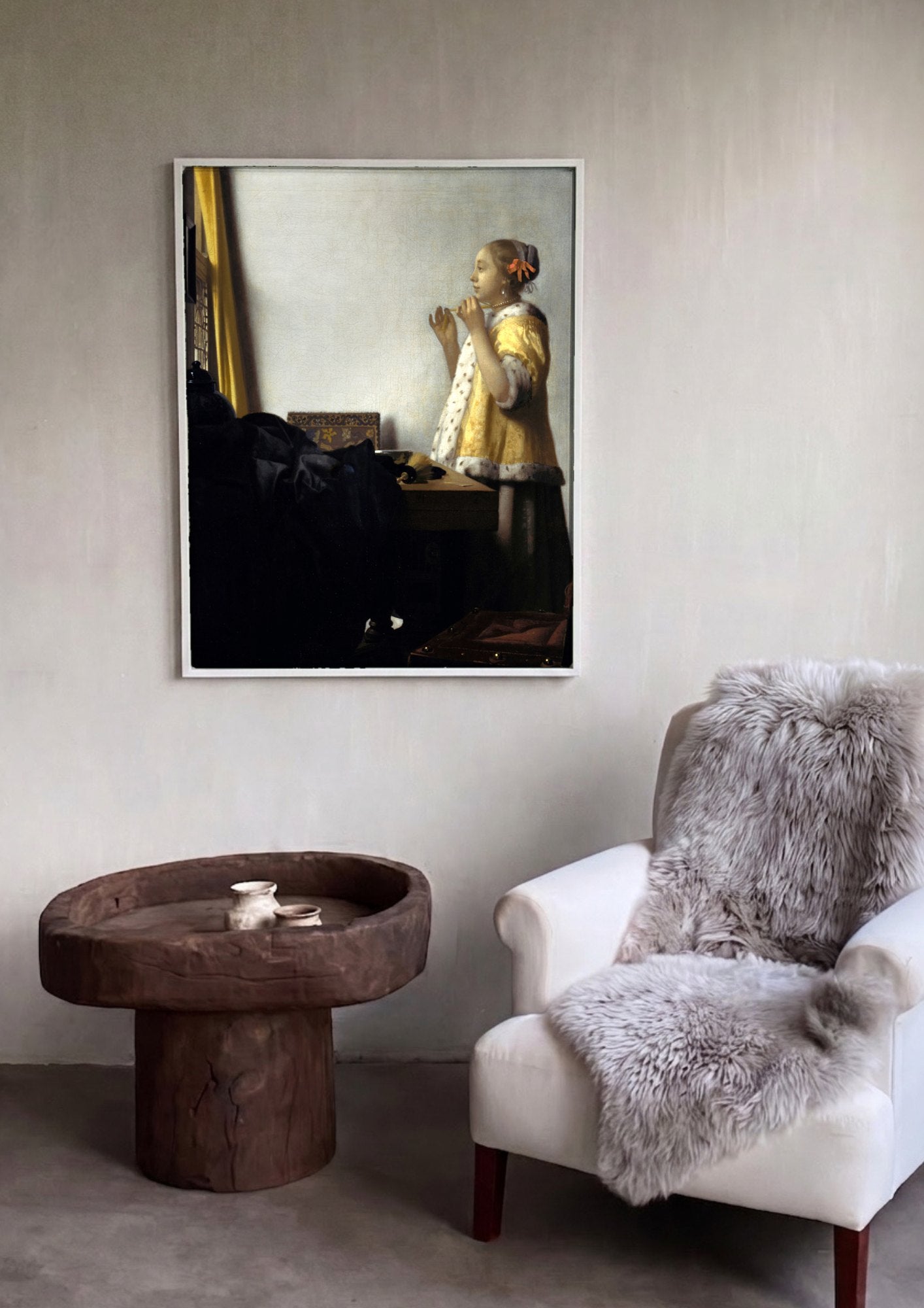 Quadro Decorativo A Mulher com o Colar de Pérolas - Vermeer | quadro emoldurado na parede
