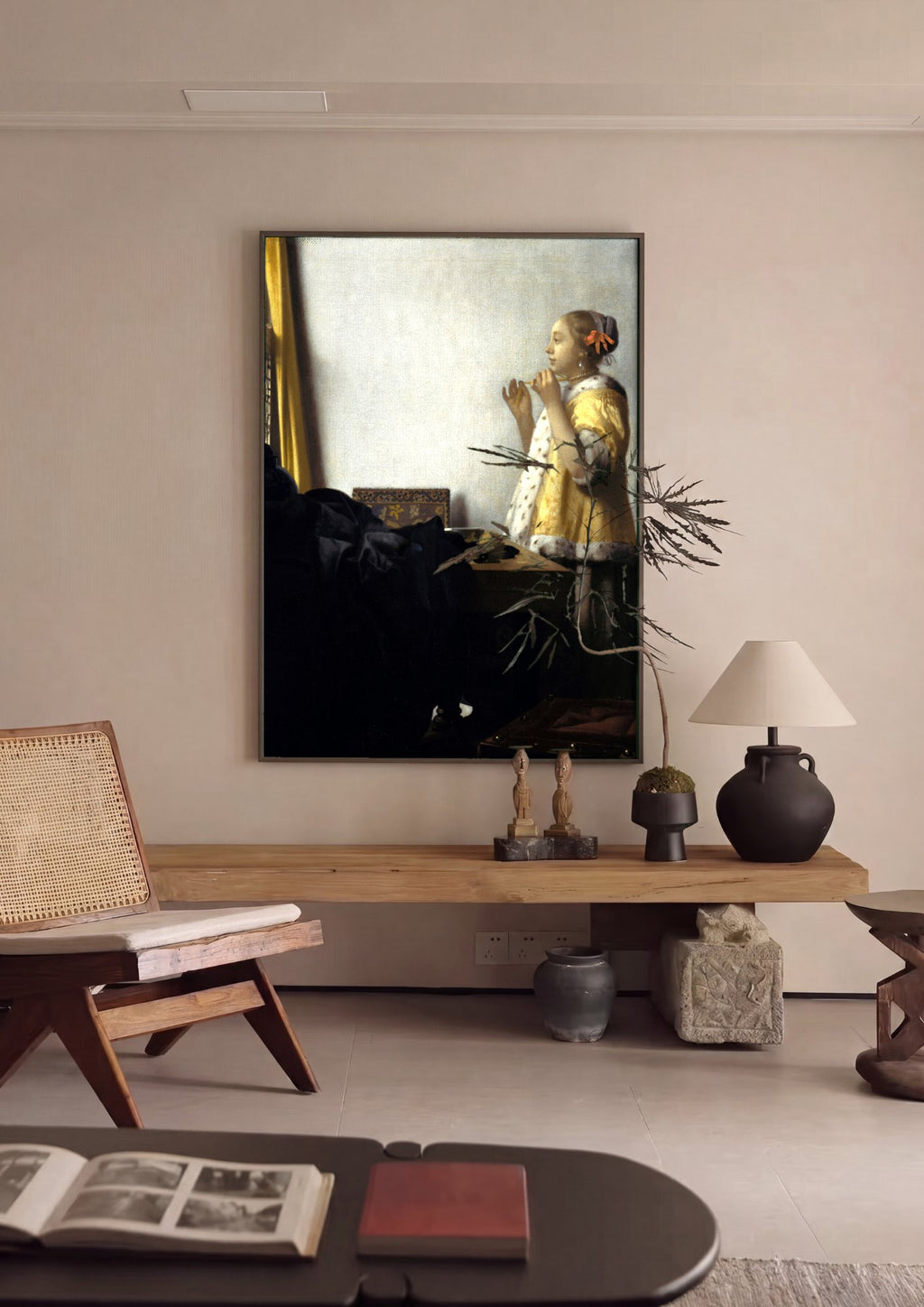 Quadro Decorativo A Mulher com o Colar de Pérolas - Vermeer | quadro emoldurado na parede