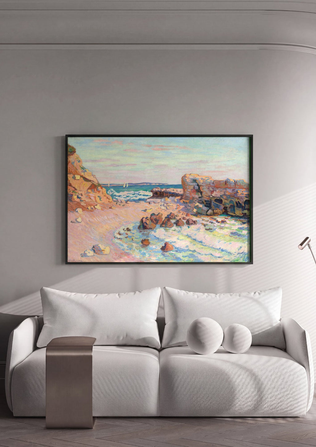Quadro Decorativo Praia Rochosa - Armand Guillaumin em ambiente decorado