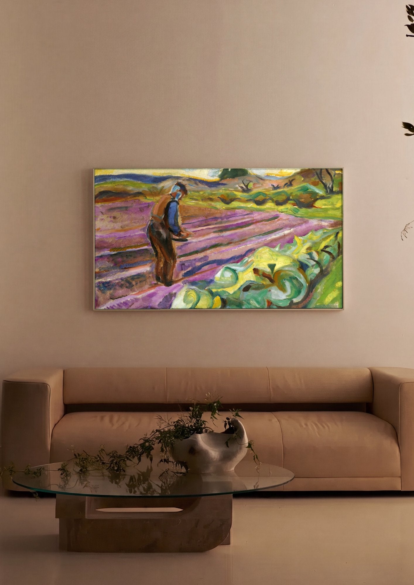 Quadro Decorativo Campo Lavrado - Edvard Munch em ambiente decorado
