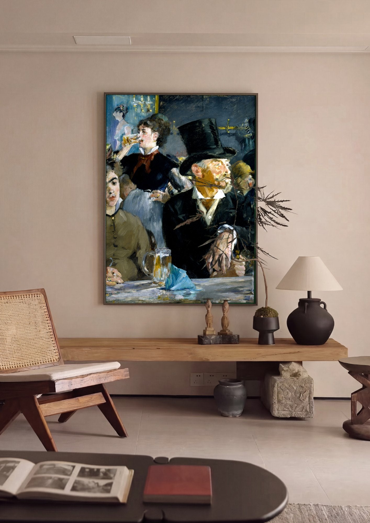 Quadro Decorativo A Cervejaria - Edouard Manet em ambiente decorado