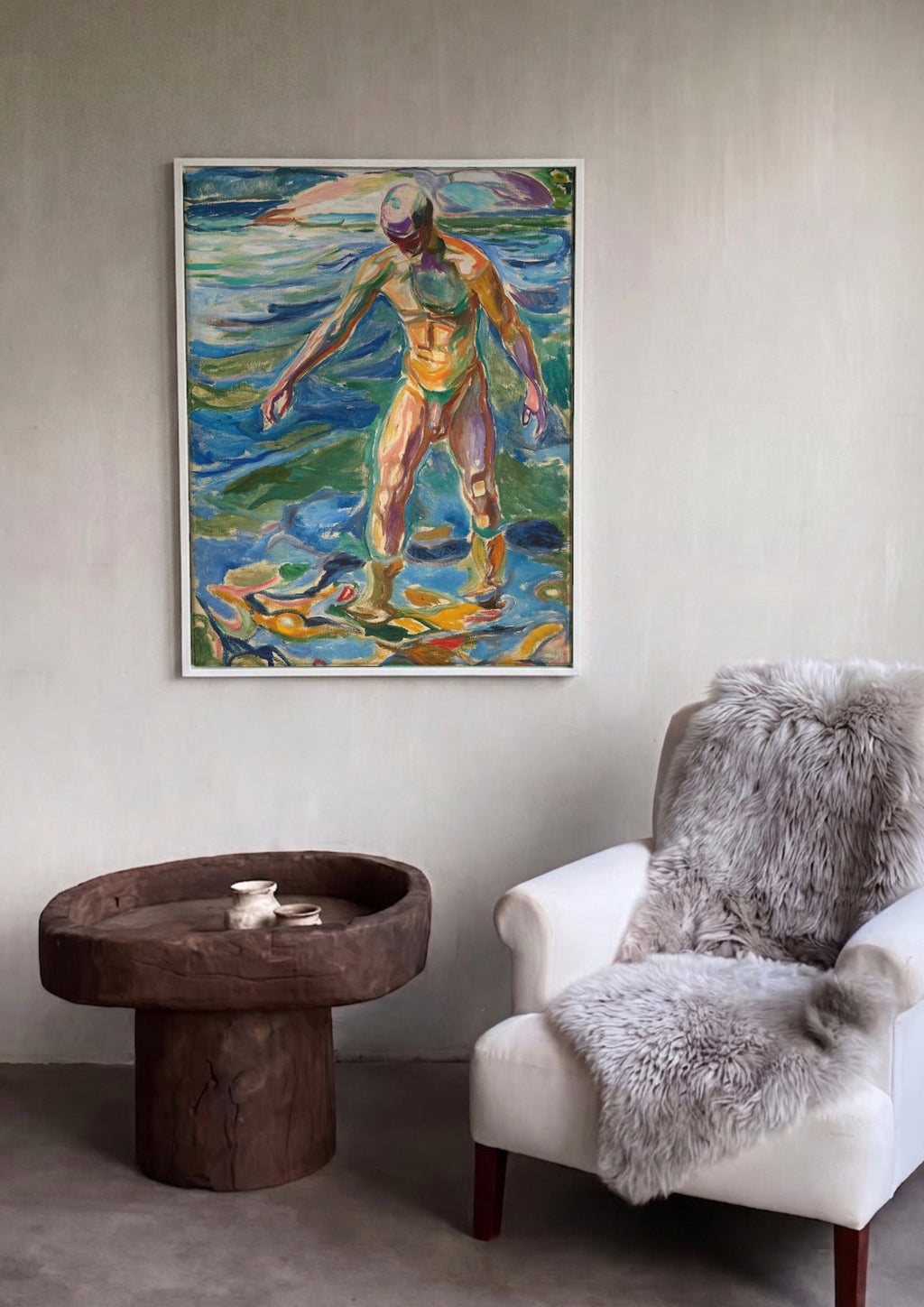 Quadro Decorativo Homem na Água - Edvard Munch em ambiente decorado
