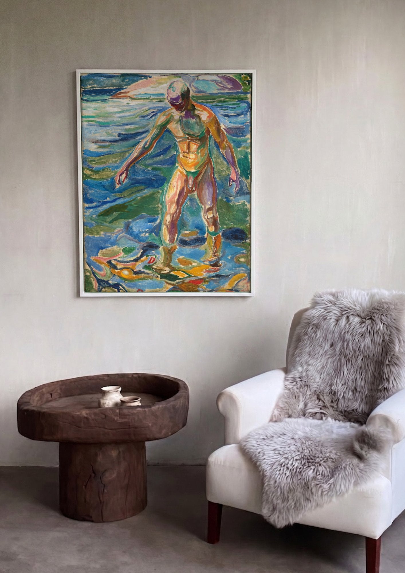 Quadro Decorativo Homem na Água - Edvard Munch em ambiente decorado