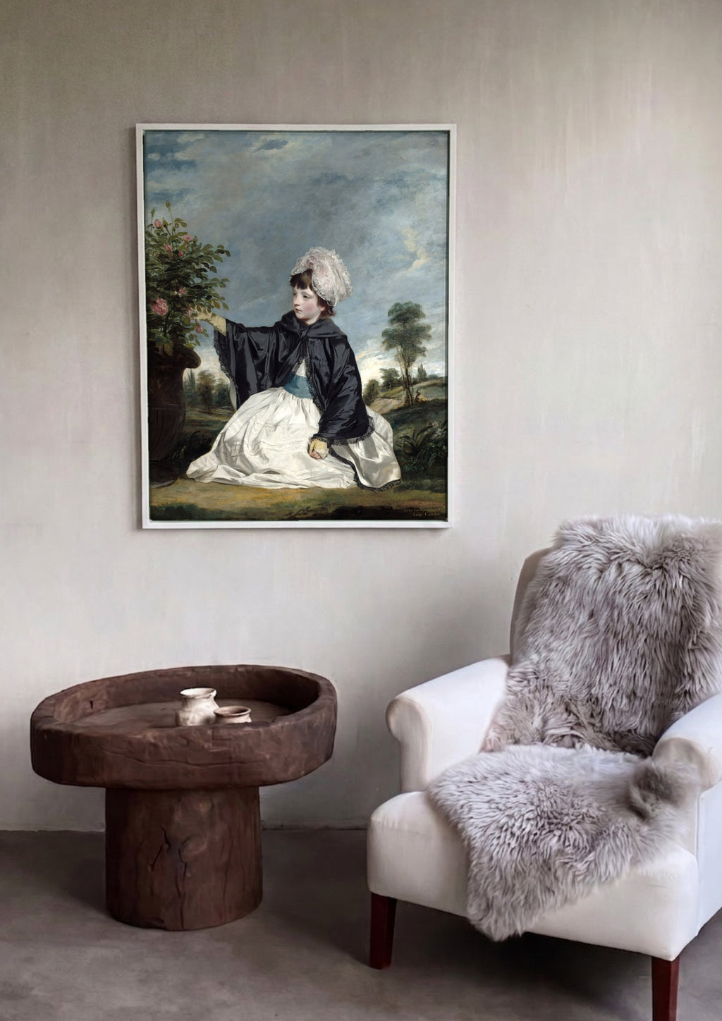 Quadro Decorativo Lady Caroline Howard - Sir Joshua Reynolds em ambiente decorado