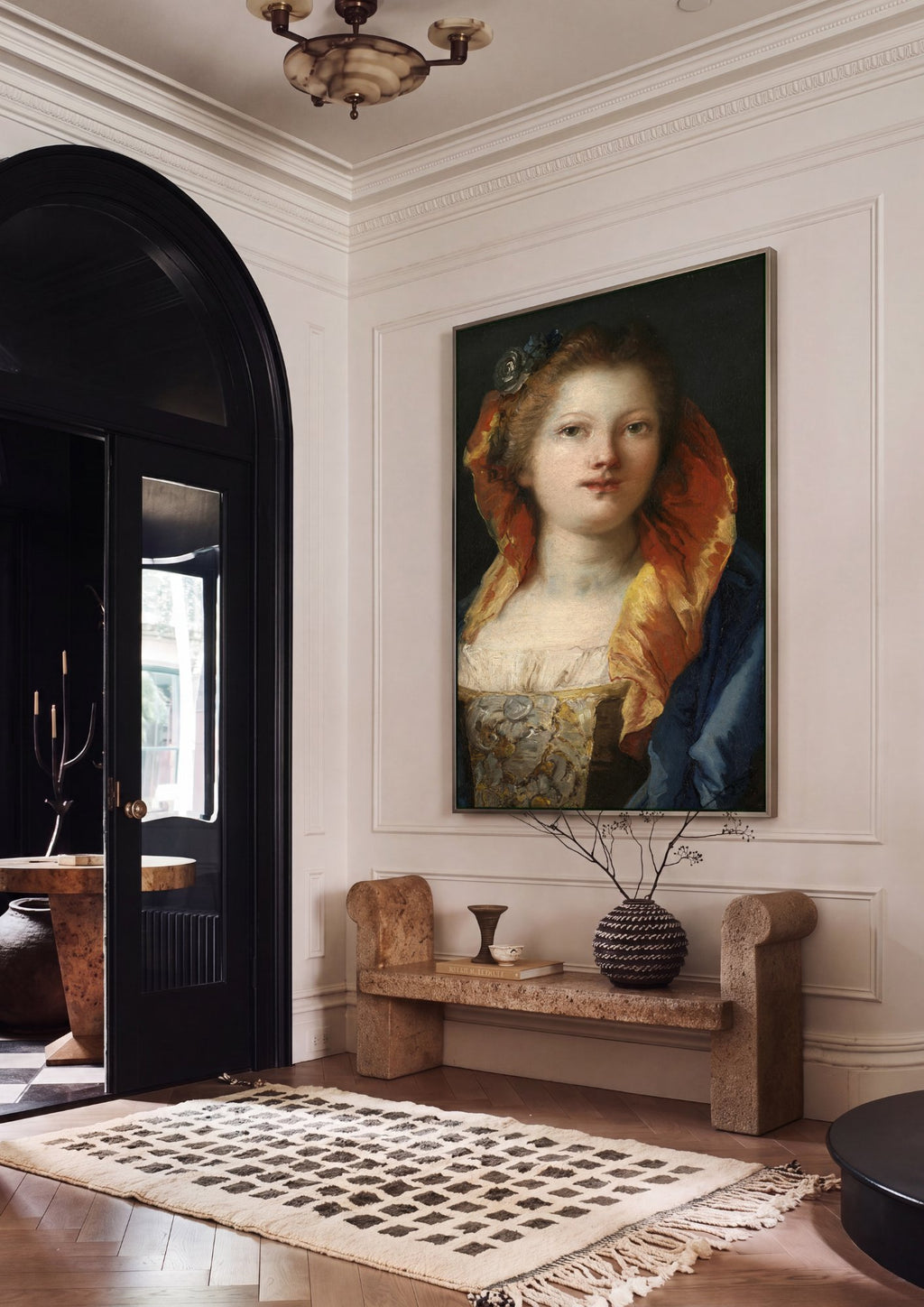 Quadro Decorativo Retrato de Jovem - G. D. Tiepolo em ambiente decorado