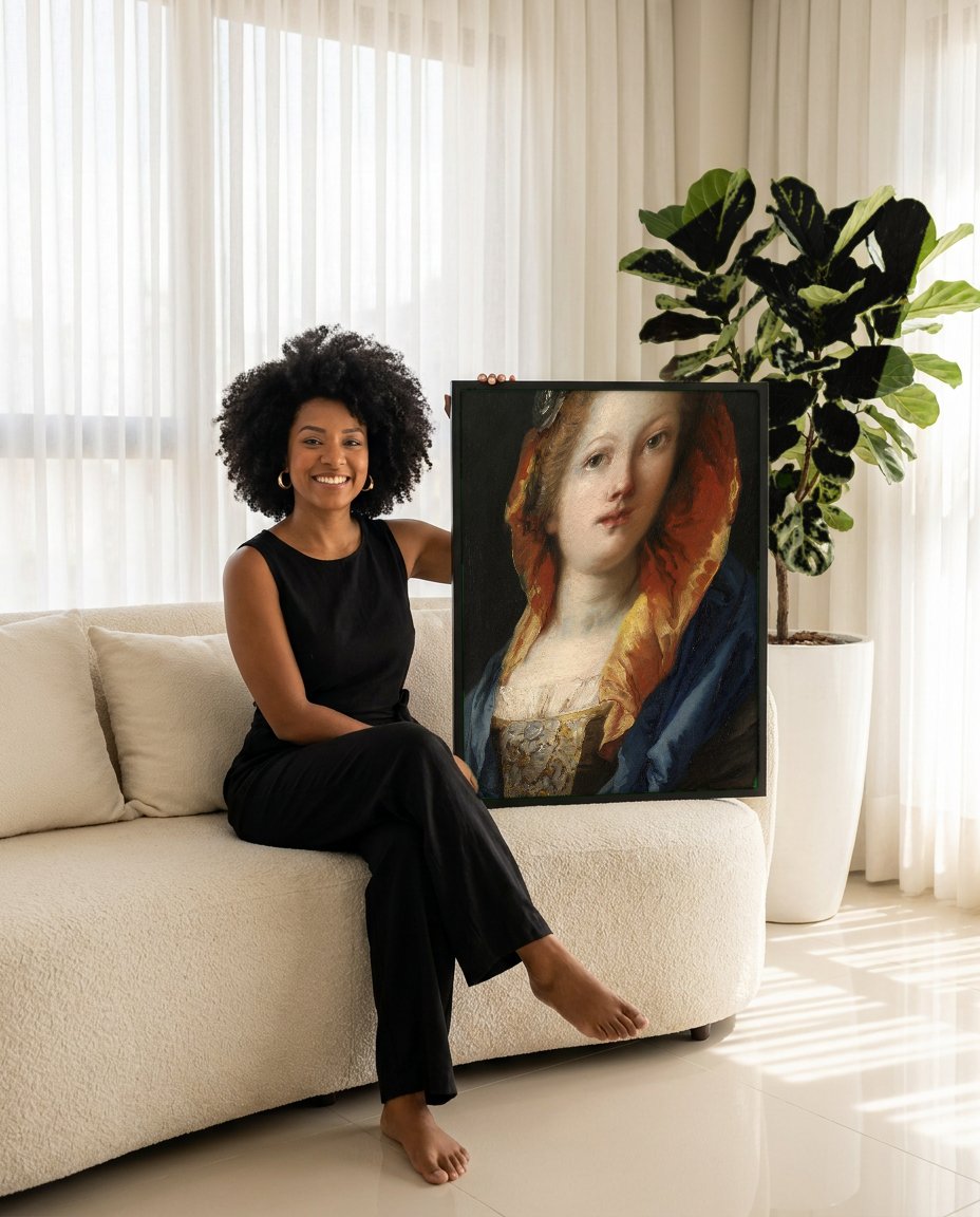 Quadro Decorativo Retrato de Jovem - G. D. Tiepolo com modelo em ambiente