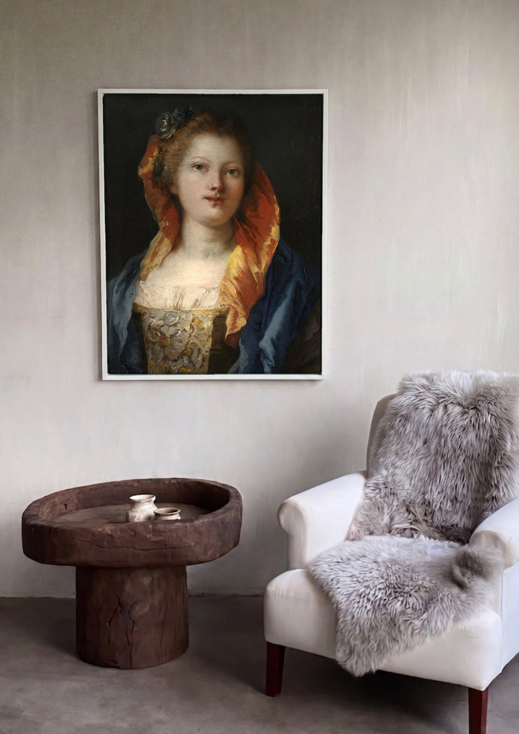 Quadro Decorativo Retrato de Jovem - G. D. Tiepolo em ambiente decorado