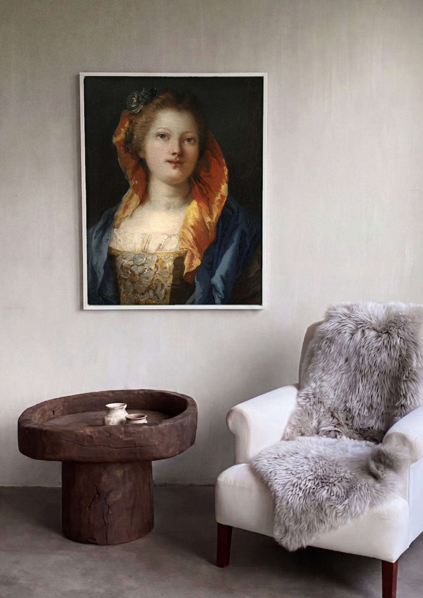 Quadro Decorativo Retrato de Jovem - G. D. Tiepolo em ambiente decorado
