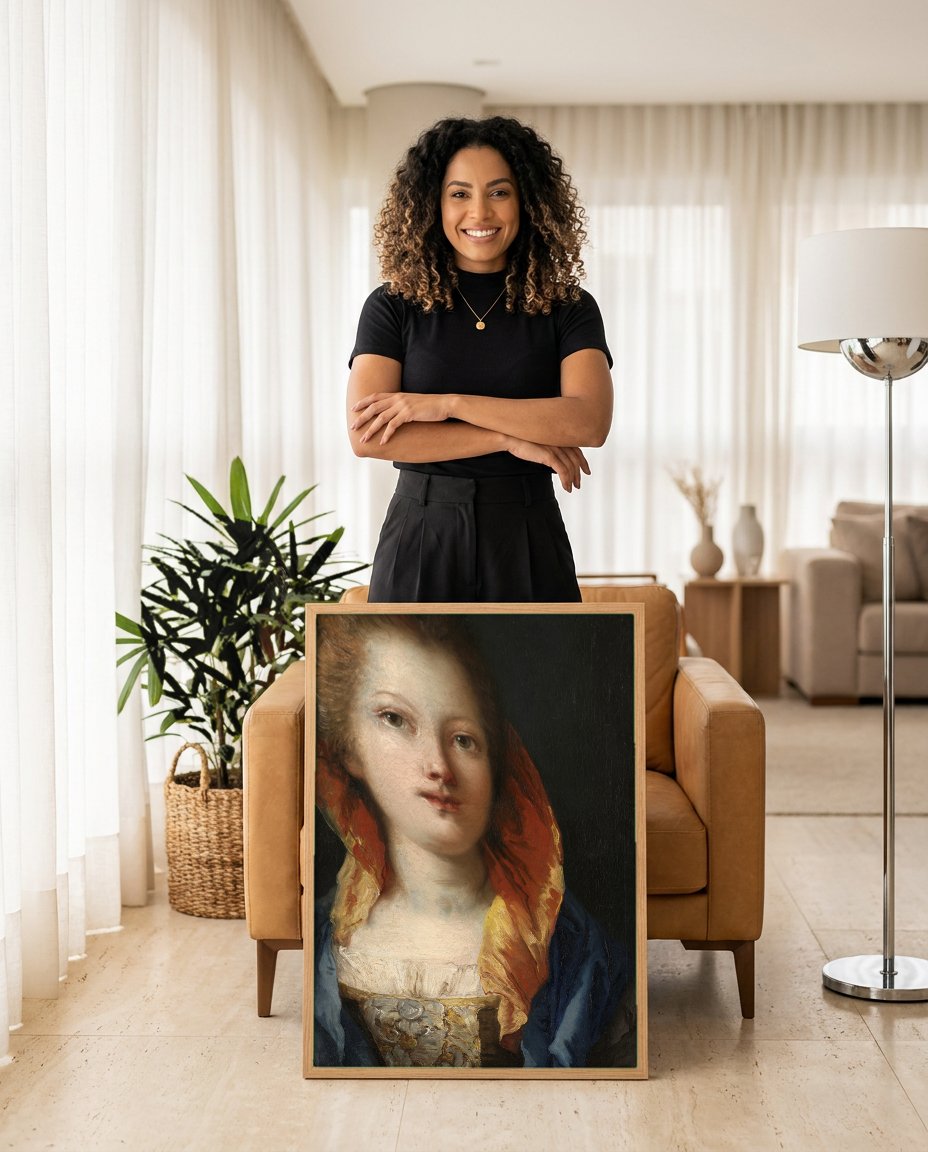 Quadro Decorativo Retrato de Jovem - G. D. Tiepolo com modelo em ambiente