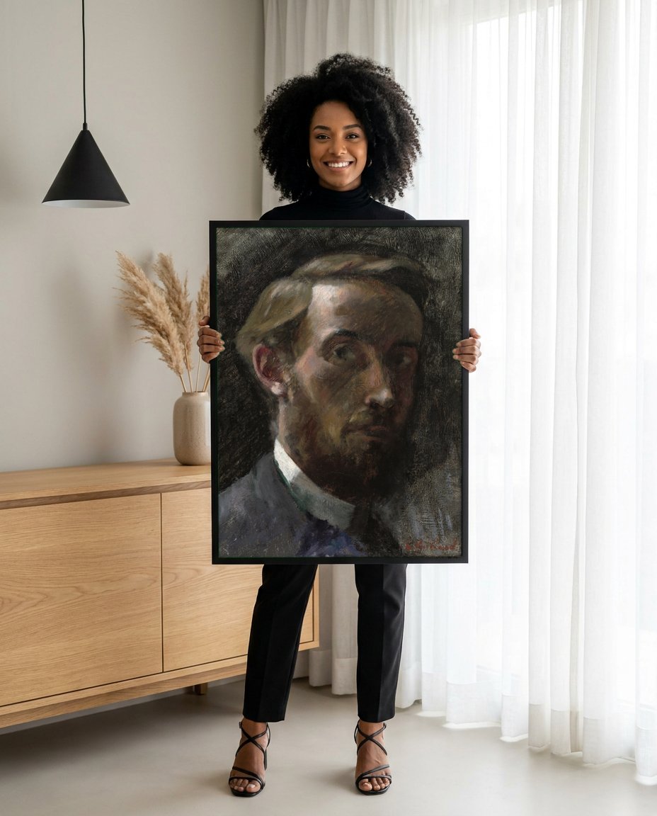 Quadro Decorativo Autorretrato - Édouard Vuillard com modelo em ambiente