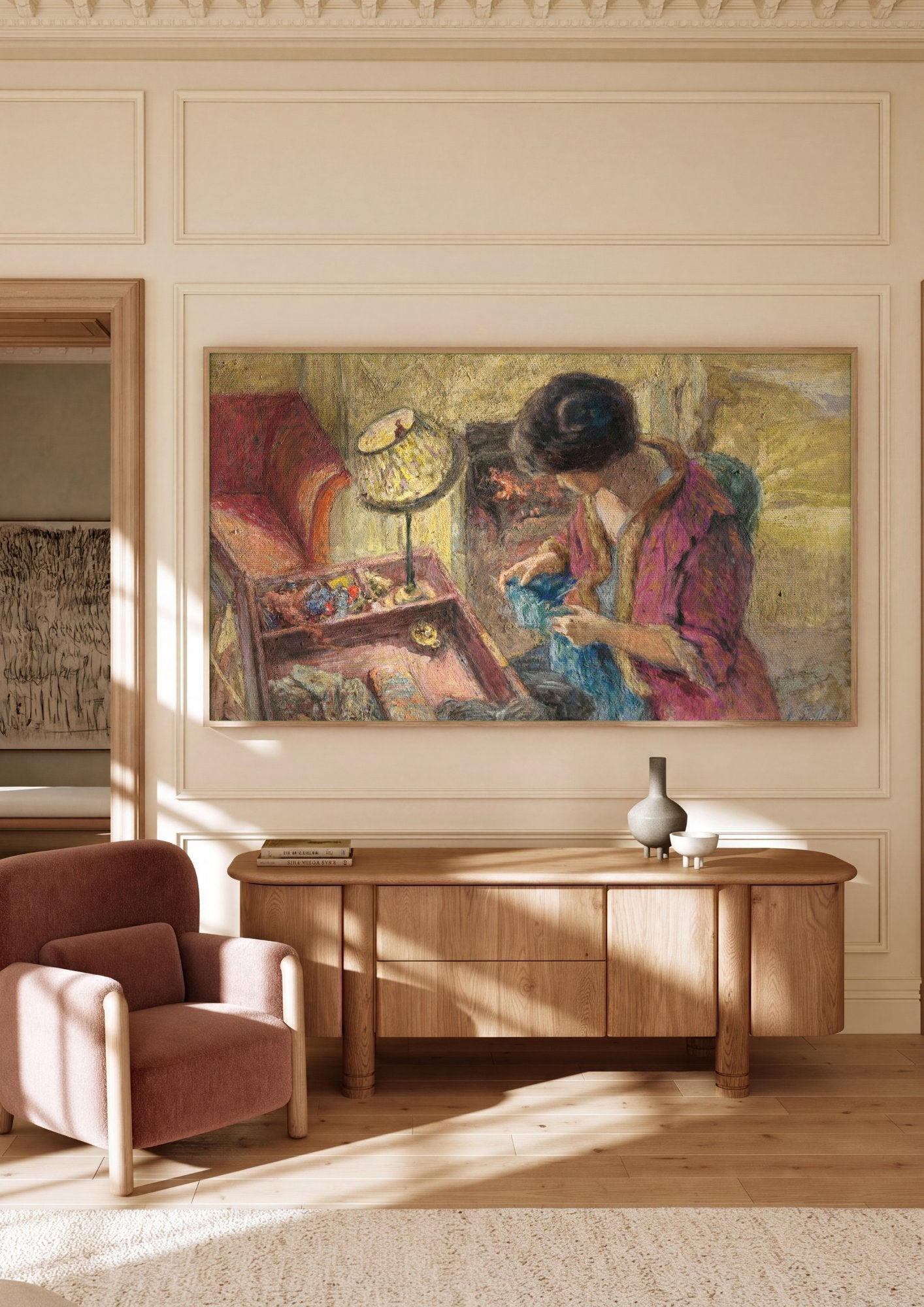 Quadro Decorativo A Costureira - Édouard Vuillard em ambiente decorado