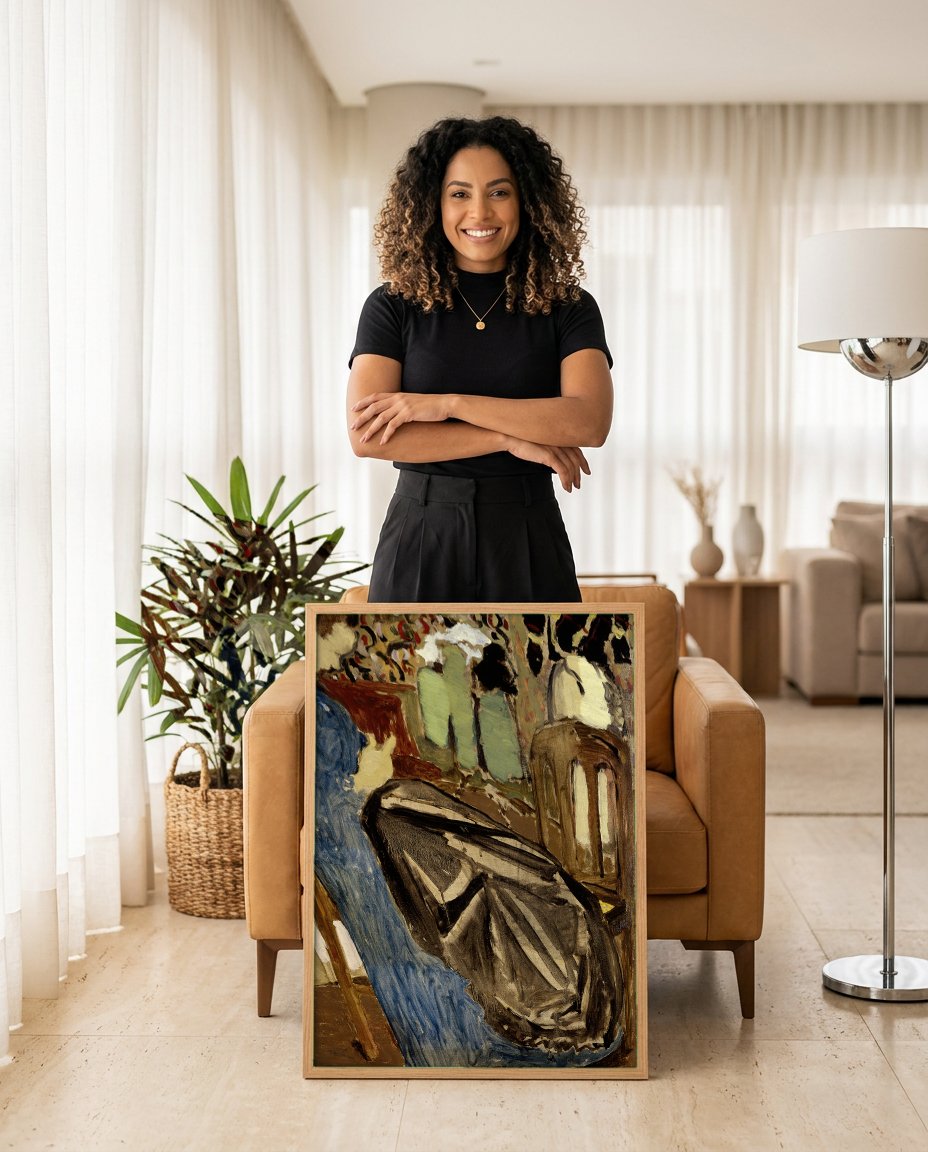 Quadro Decorativo A Costureira - Édouard Vuillard com modelo em ambiente