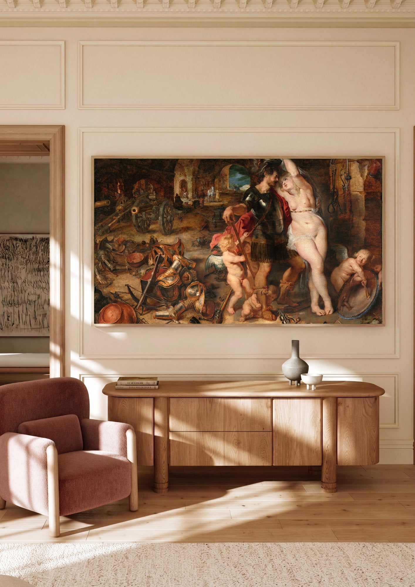 Quadro Decorativo A Alegoria da Paz e da Guerra - Rubens em ambiente decorado