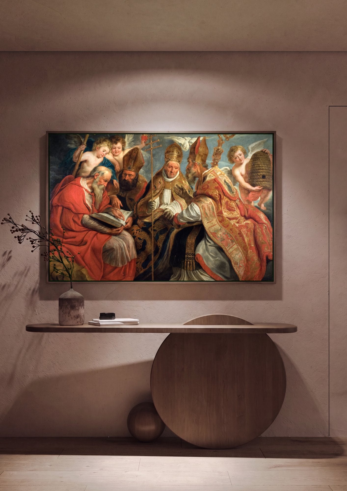 Quadro Decorativo Os Quatro Doutores da Igreja - Jacob Jordaens em ambiente decorado