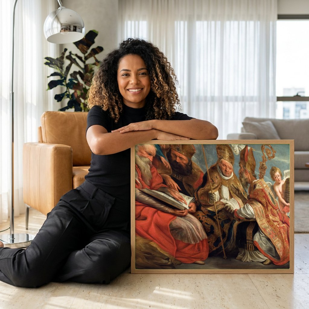 Quadro Decorativo Os Quatro Doutores da Igreja - Jacob Jordaens com modelo em ambiente