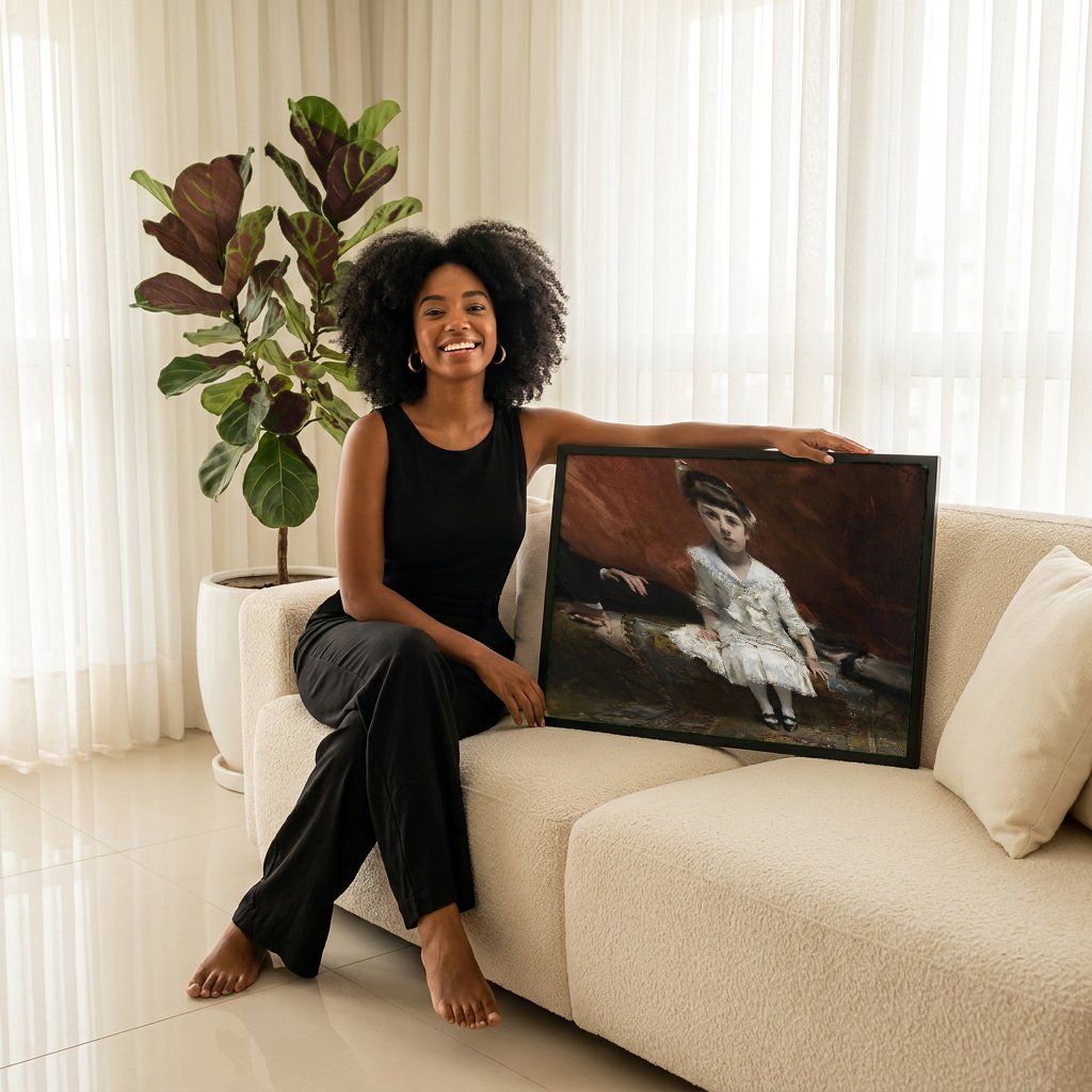 Quadro Decorativo 'As Filhas de Edward Darley Boit' - Sargent com modelo em ambiente