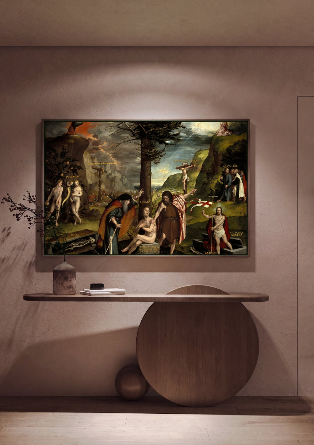 Quadro Decorativo A Alegoria da Lei e da Graça - Lucas Cranach, o Velho em ambiente decorado