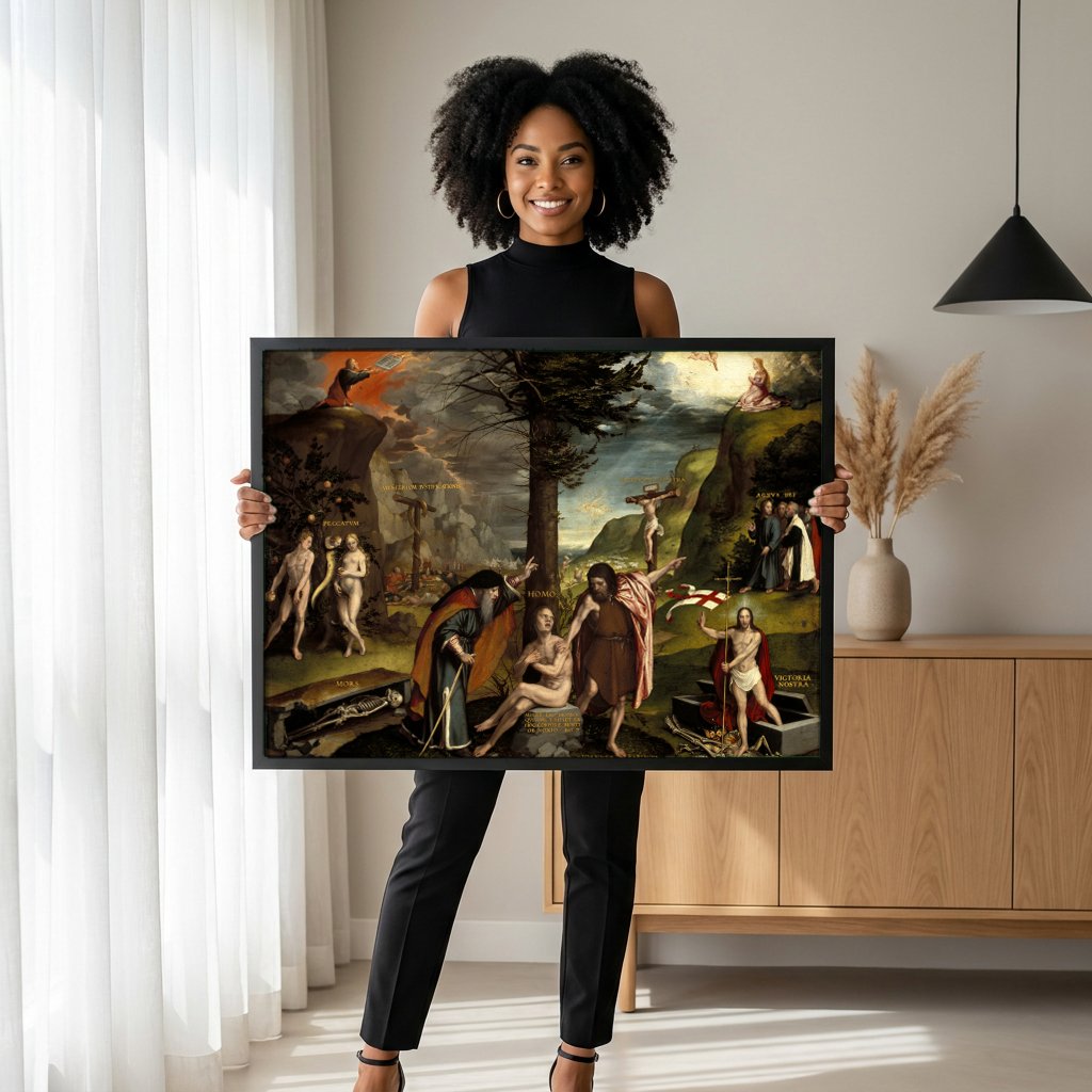 Quadro Decorativo A Alegoria da Lei e da Graça - Lucas Cranach, o Velho com modelo em ambiente