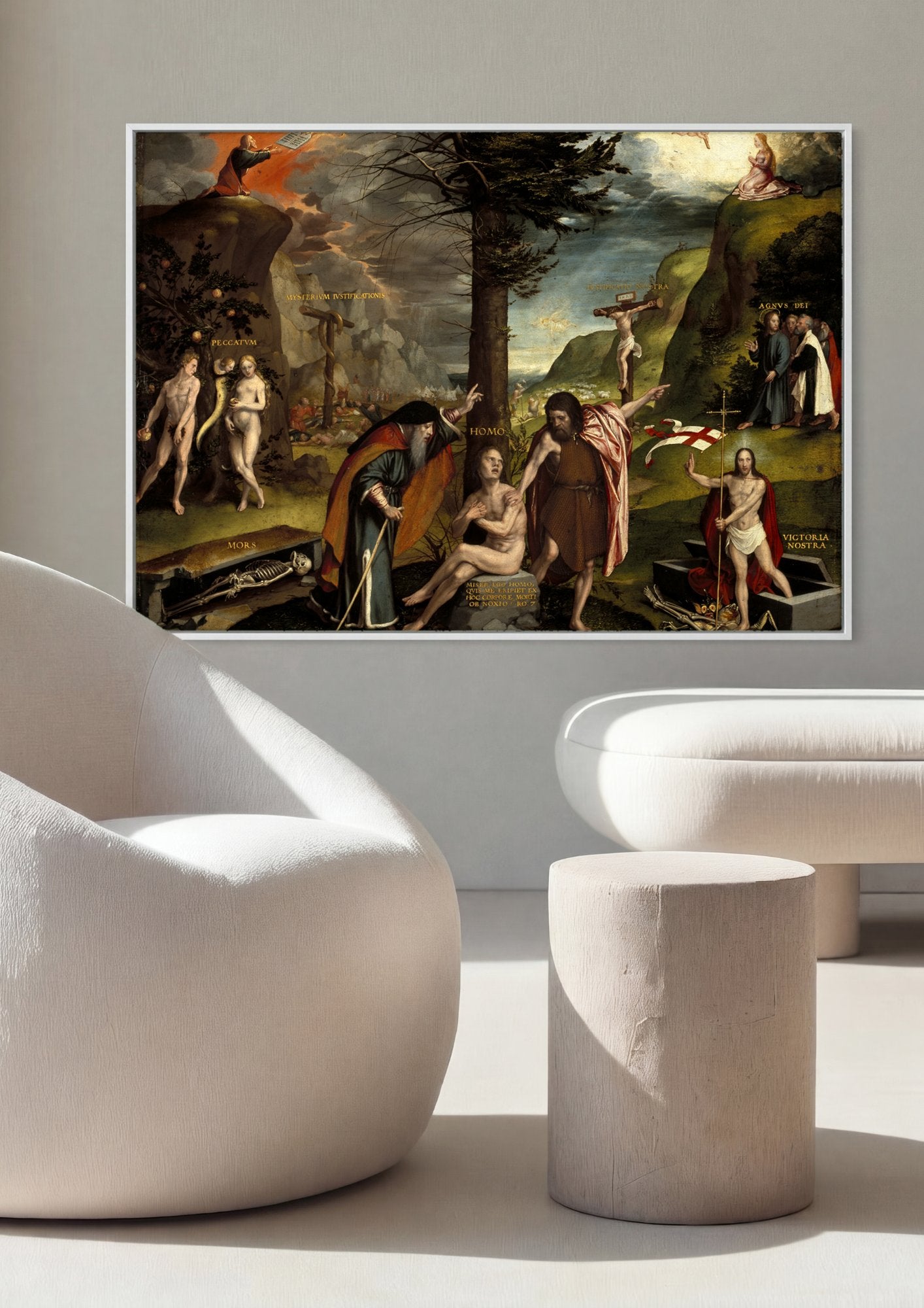 Quadro Decorativo A Alegoria da Lei e da Graça - Lucas Cranach, o Velho em ambiente decorado