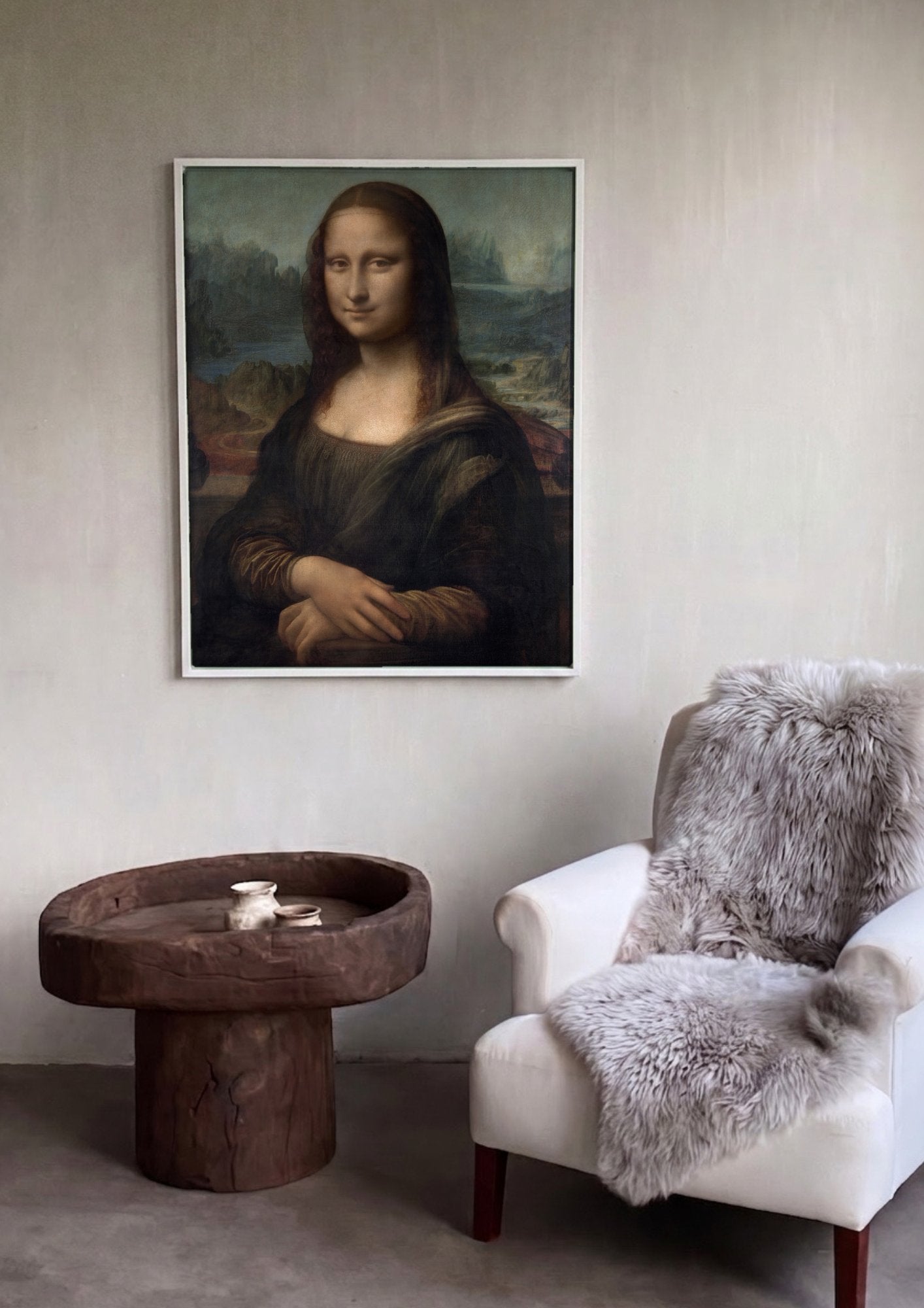 Quadro Decorativo Mona Lisa - Leonardo da Vinci em ambiente decorado