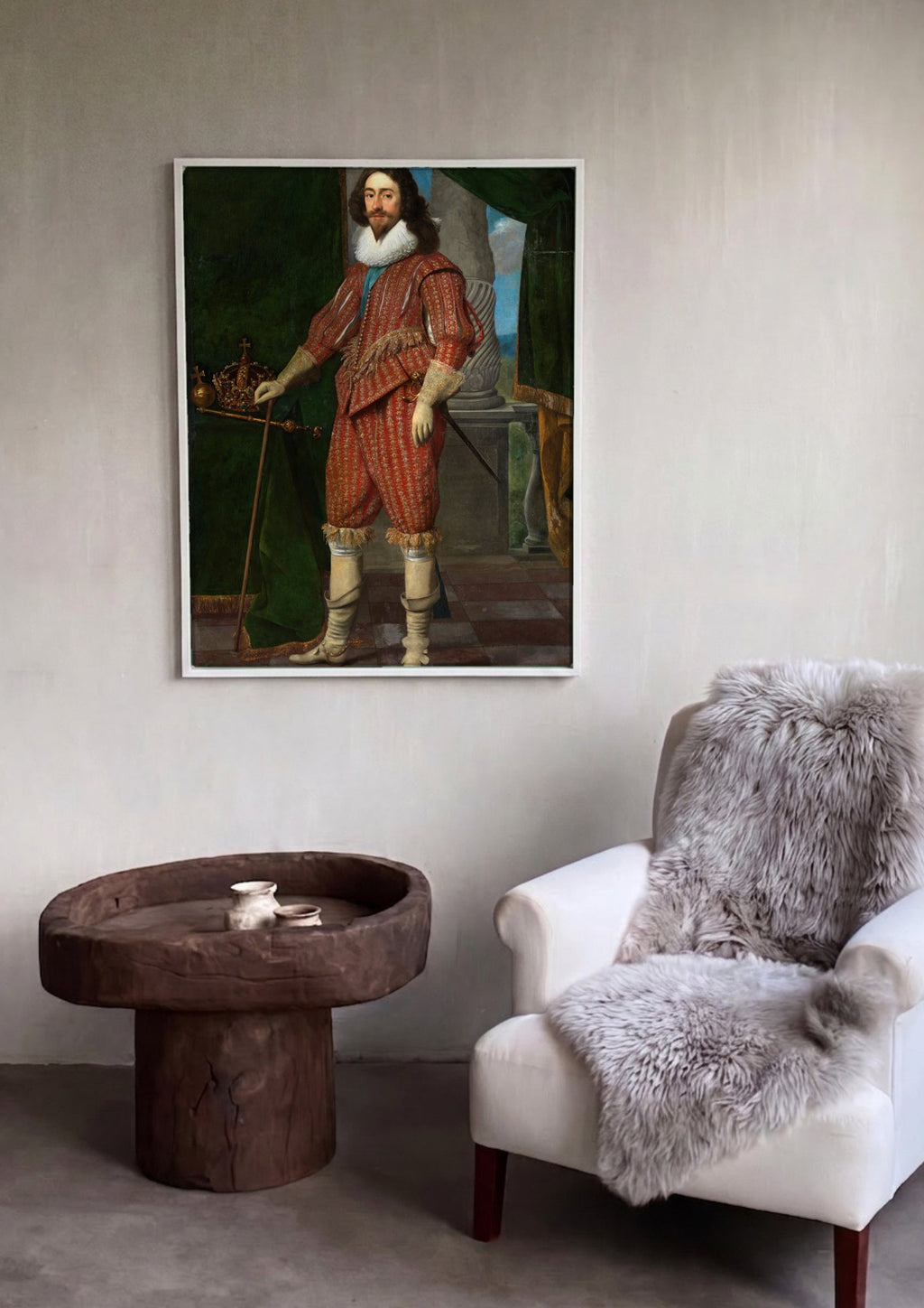 Quadro Decorativo Retrato de Carlos I - Daniël Mijtens em ambiente decorado