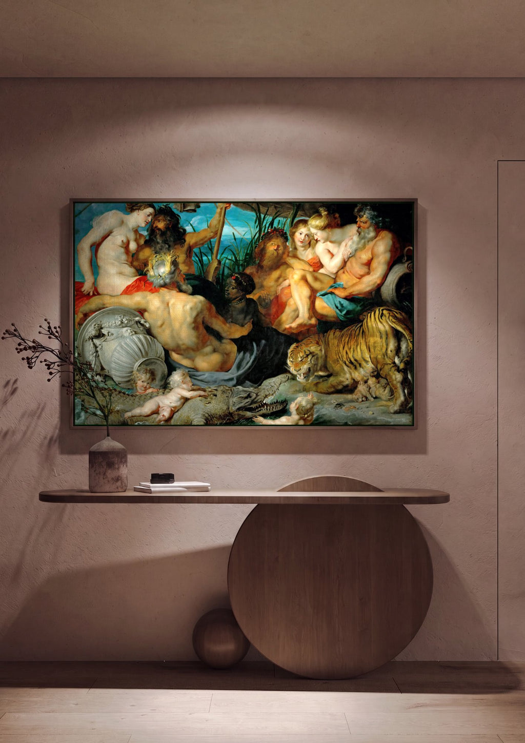 Quadro Decorativo A União da Terra e da Água - Rubens em ambiente decorado