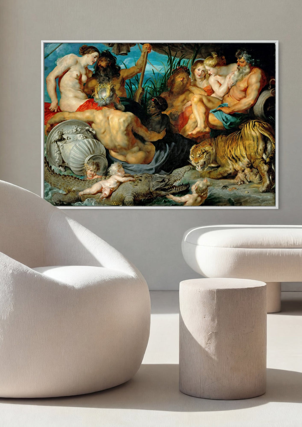 Quadro Decorativo A União da Terra e da Água - Rubens em ambiente decorado