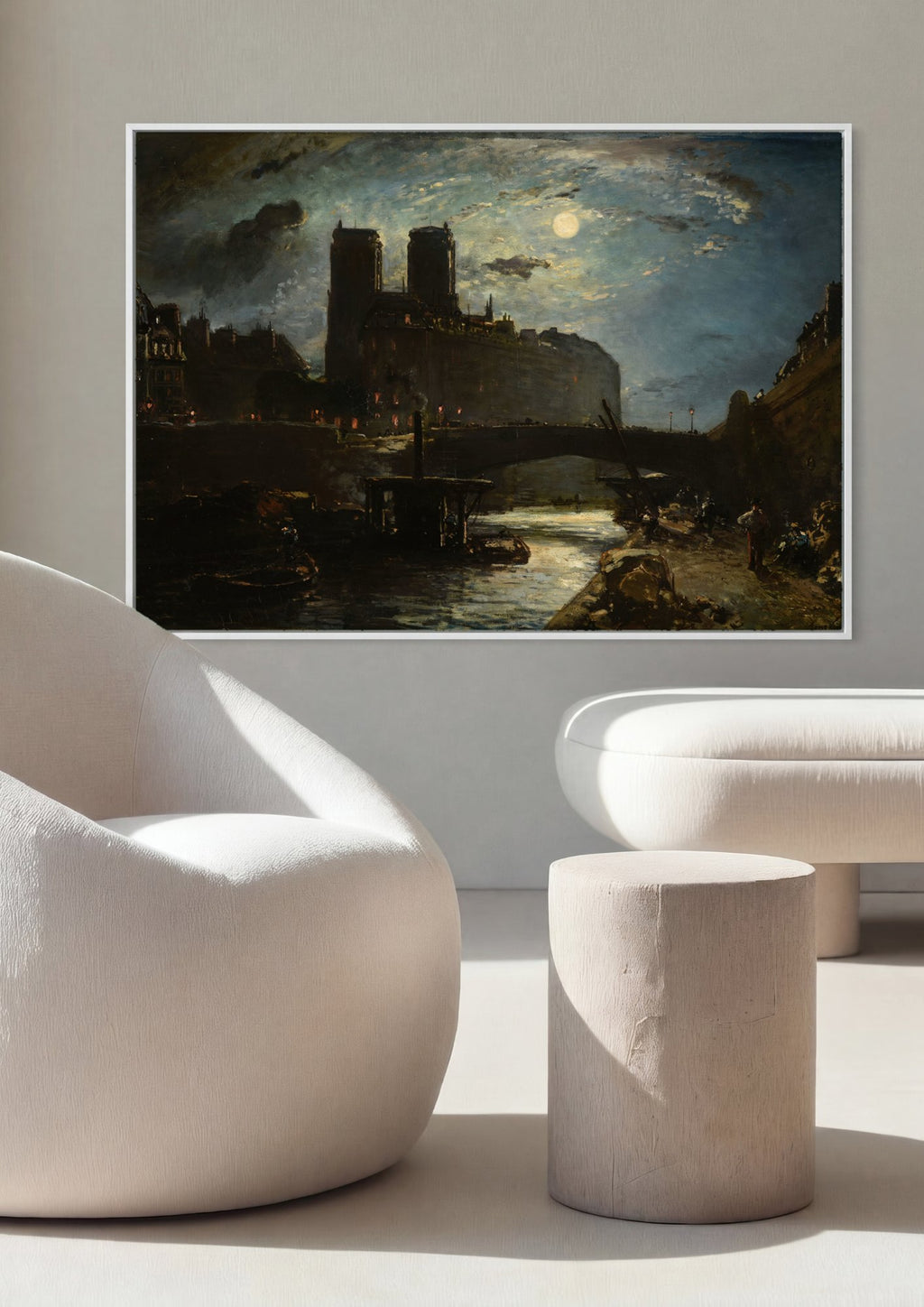 Quadro Decorativo A Catedral de Notre Dame de Paris - Johan Jongkind em ambiente decorado