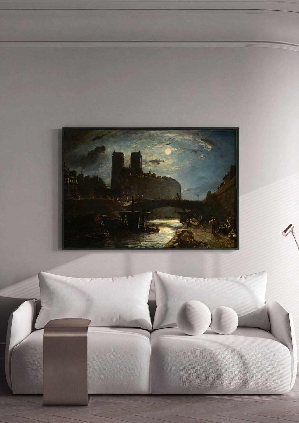 Quadro Decorativo A Catedral de Notre Dame de Paris - Johan Jongkind em ambiente decorado