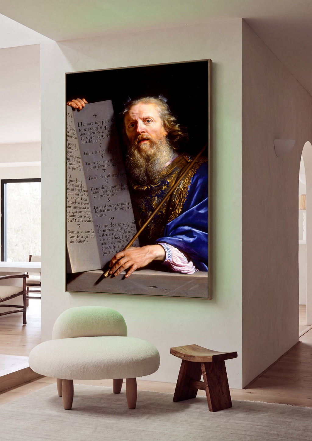 Quadro Decorativo Moisés e os Dez Mandamentos - Philippe de Champaigne em ambiente decorado