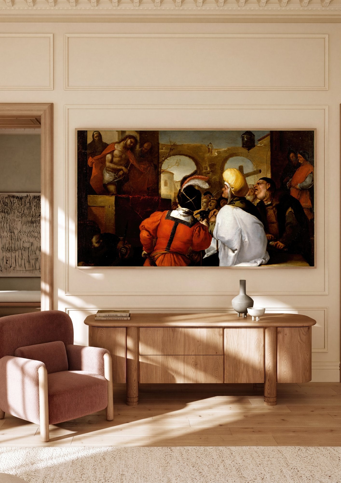 Quadro Decorativo Ecce Homo - Luca Giordano em ambiente decorado