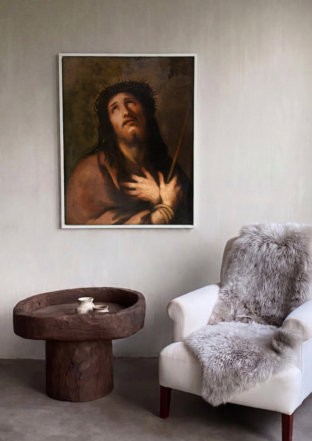 Quadro Decorativo Ecce Homo - Luca Giordano em ambiente decorado