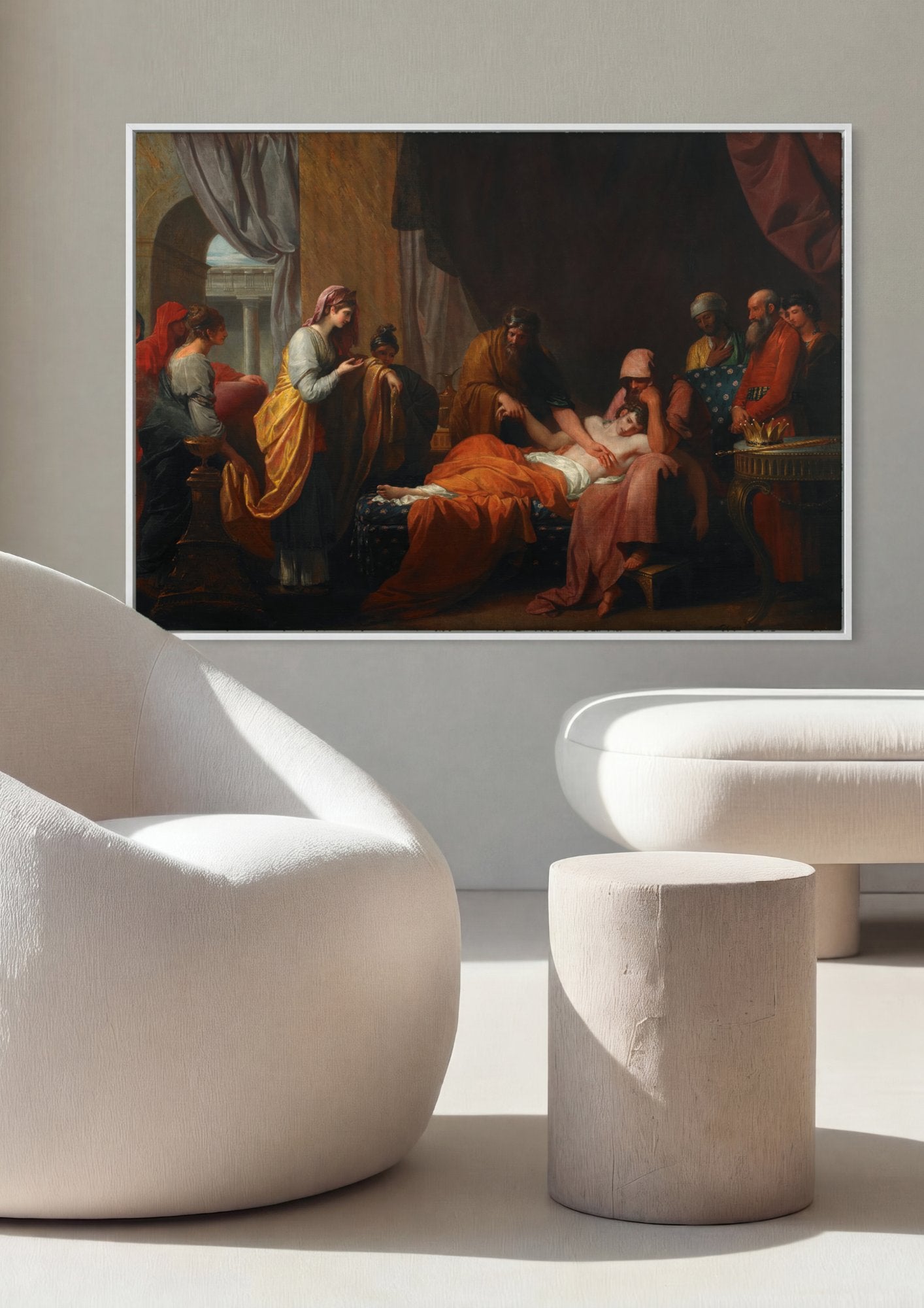 Quadro Decorativo A Morte de Epaminondas - Benjamin West em ambiente decorado