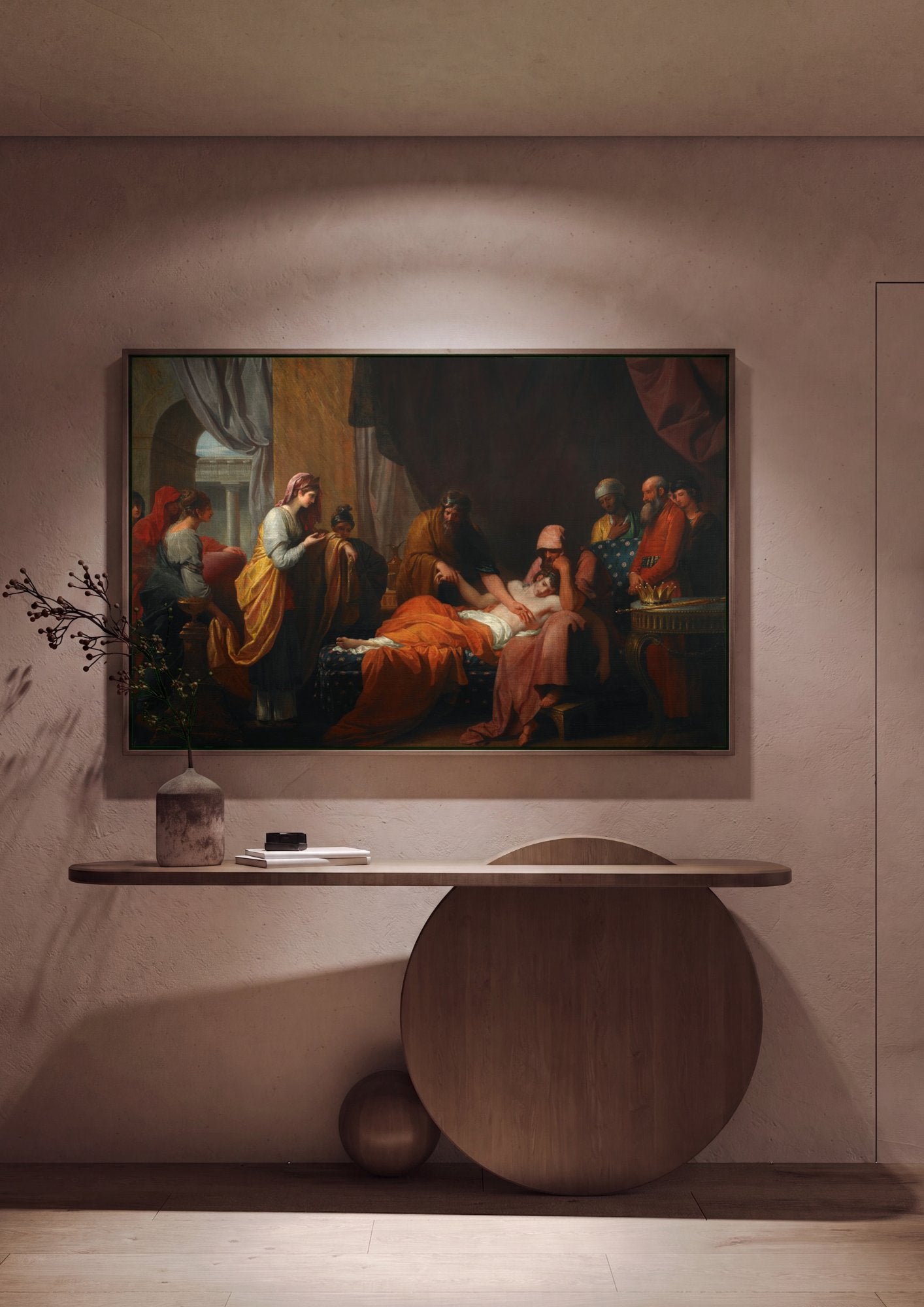 Quadro Decorativo A Morte de Epaminondas - Benjamin West em ambiente decorado