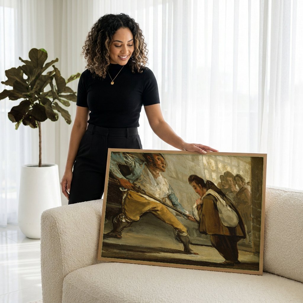 Quadro Decorativo A Prisão - Francisco de Goya com modelo em ambiente