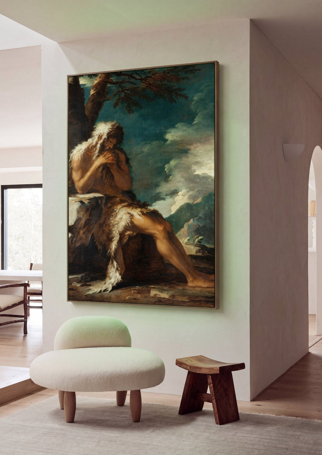 Quadro Decorativo São João Batista no Deserto - Salvator Rosa em ambiente decorado