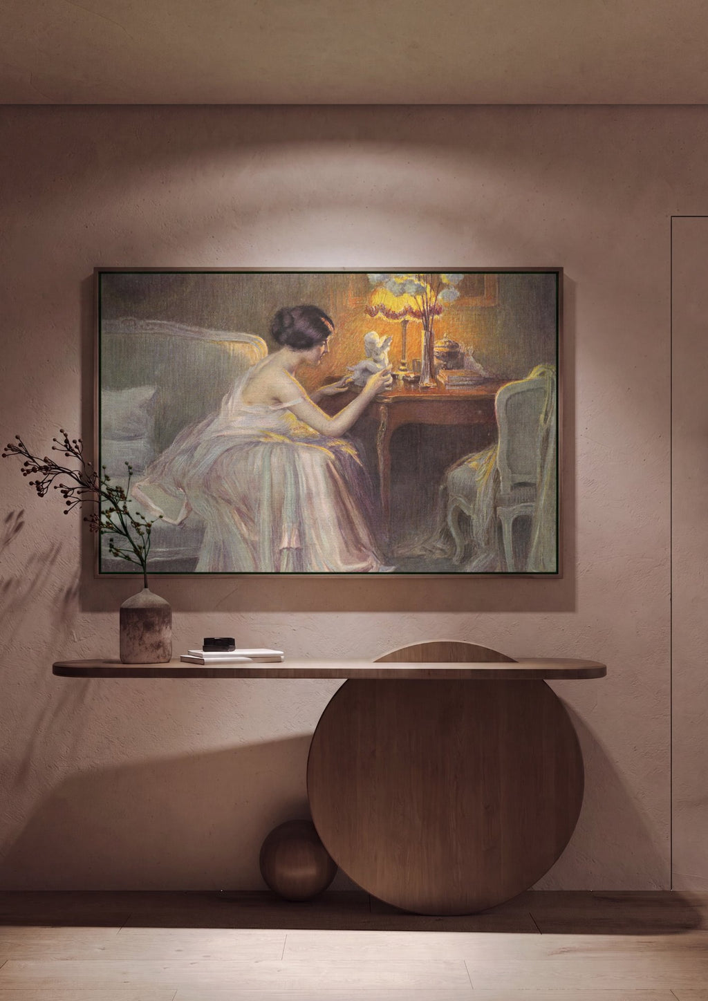 Quadro Decorativo A Dama e o Querubim - Delphin Enjolras em ambiente decorado